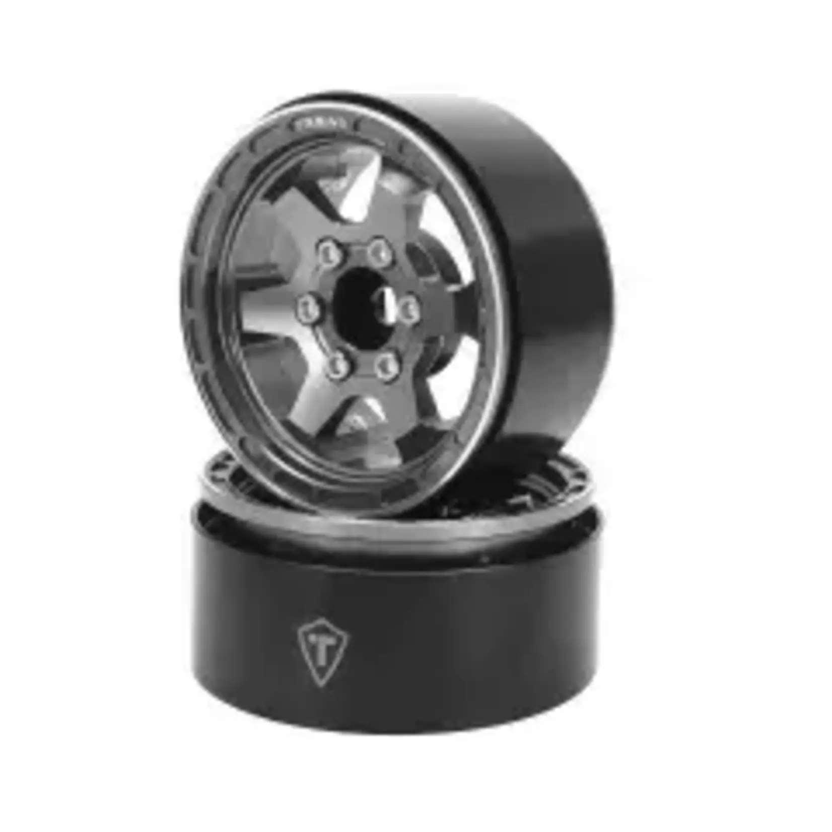 Treal #X0037KMNKB TREAL 1.9" Aluminum Beadlock Wheels (4) Scale-Look Concave Six Spoke Rim Crawler Wheels for 1/10 RC Trucks-Type H, Gray