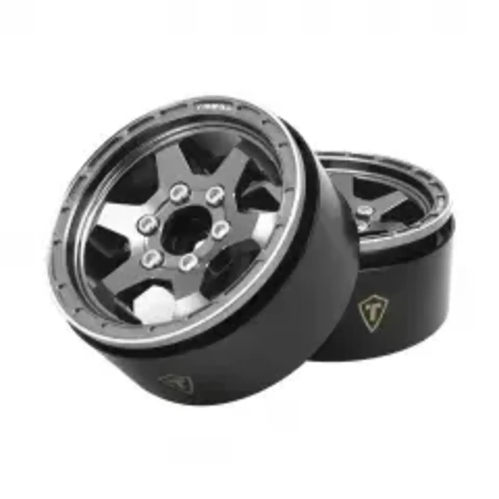 Treal #X0037KMNKB TREAL 1.9" Aluminum Beadlock Wheels (4) Scale-Look Concave Six Spoke Rim Crawler Wheels for 1/10 RC Trucks-Type H, Gray