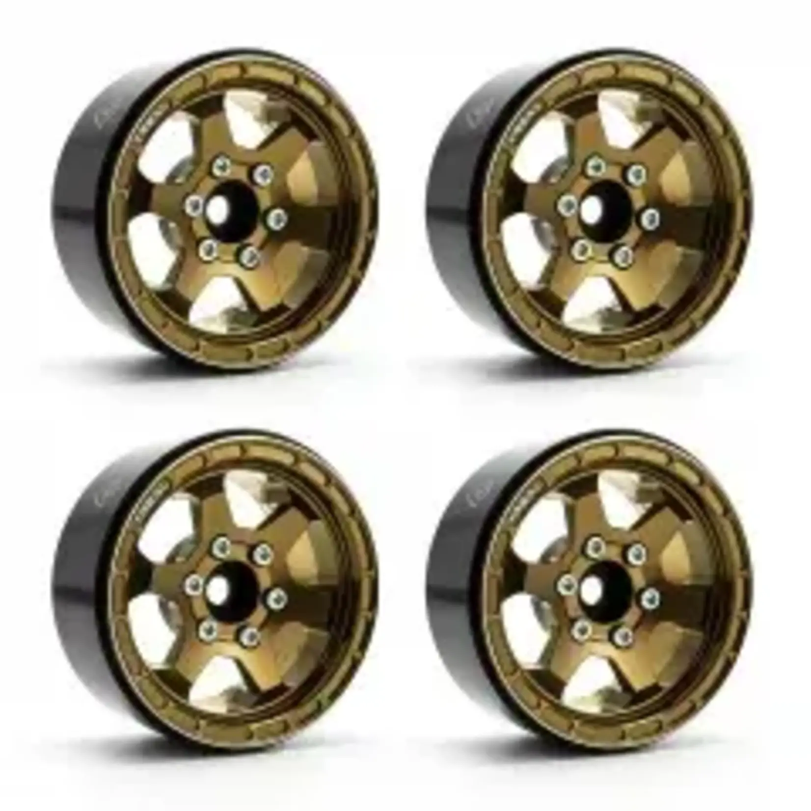 Treal #X0037KWQUD TREAL 1.9" Aluminum Beadlock Wheels (4) Scale-Look Concave Six Spoke Rim Crawler Wheels for 1/10 RC Trucks-Type H, Copper
