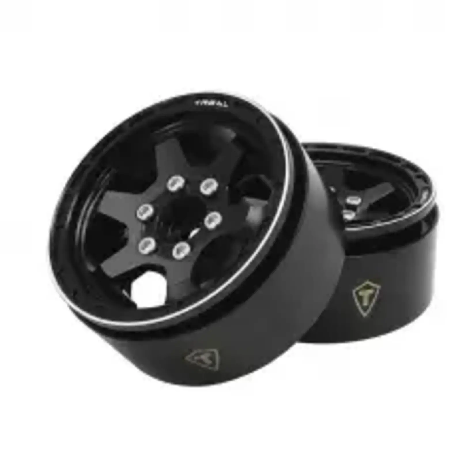Treal #X0037KUBK5 TREAL 1.9" Aluminum Beadlock Wheels (4) Scale-Look Concave Six Spoke Rim Crawler Wheels for 1/10 RC Trucks-Type H, Black