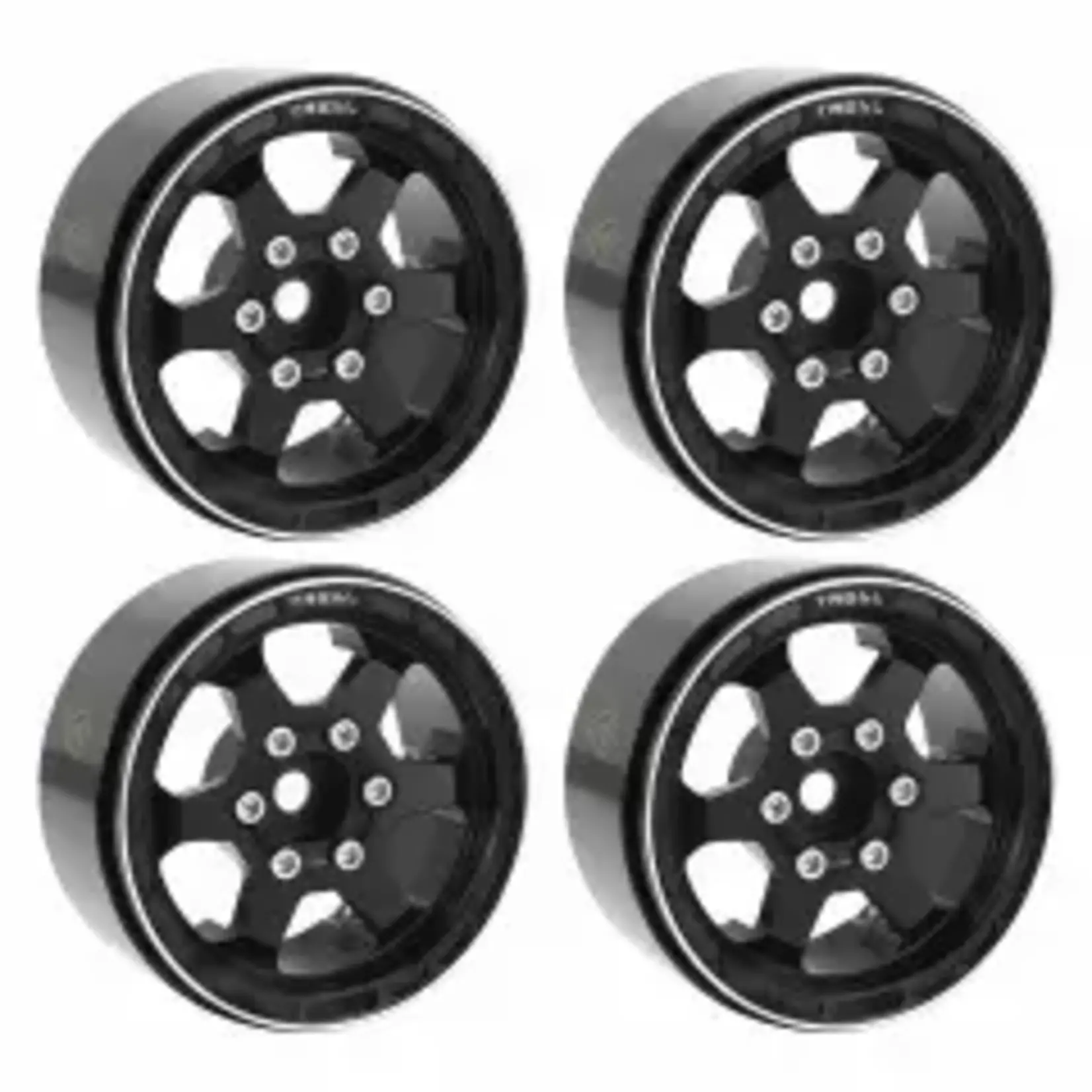 Treal #X0037KUBK5 TREAL 1.9" Aluminum Beadlock Wheels (4) Scale-Look Concave Six Spoke Rim Crawler Wheels for 1/10 RC Trucks-Type H, Black