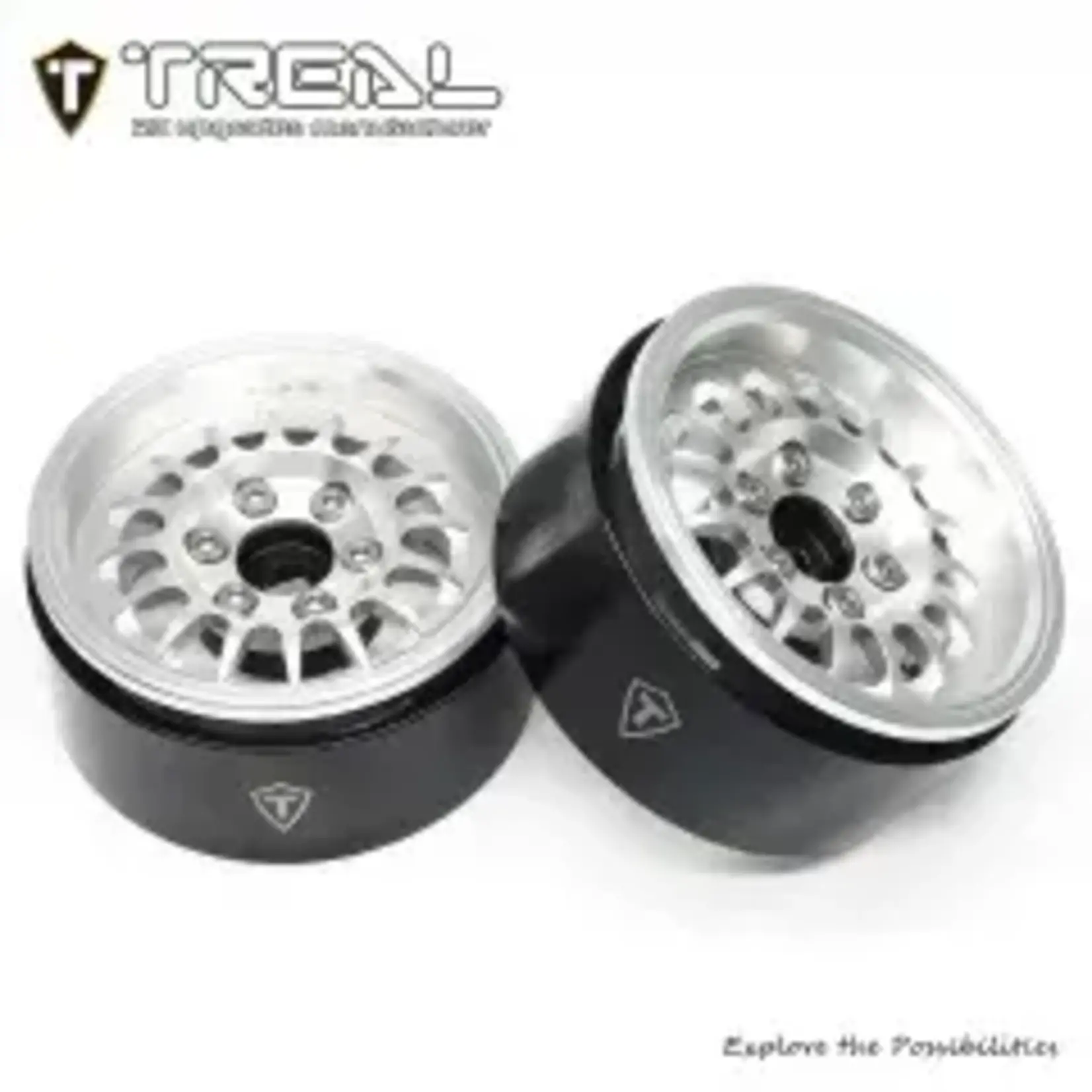 Treal #X0041QEO2F TREAL 1.9 Beadlock Wheel Rims Heavy Duty Multi Spoke CNC 1.9 Inch Wheels(4P) for 1:10 RC Crawler TRX-4 SCX10 III SCX10 PRO SCX10 II -Type N, Silver