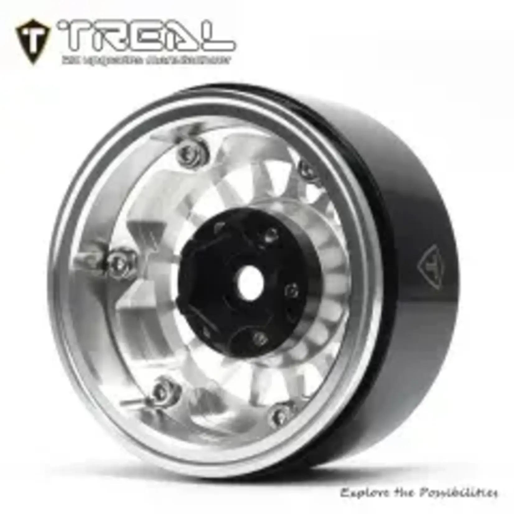 Treal #X0041QEO2F TREAL 1.9 Beadlock Wheel Rims Heavy Duty Multi Spoke CNC 1.9 Inch Wheels(4P) for 1:10 RC Crawler TRX-4 SCX10 III SCX10 PRO SCX10 II -Type N, Silver