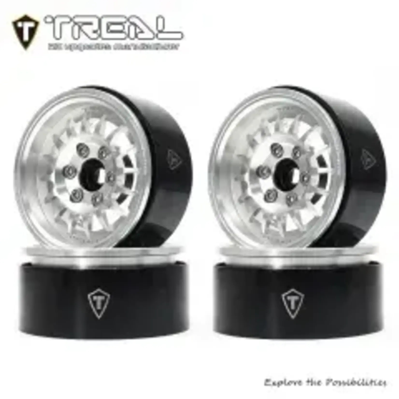 Treal #X0041QEO2F TREAL 1.9 Beadlock Wheel Rims Heavy Duty Multi Spoke CNC 1.9 Inch Wheels(4P) for 1:10 RC Crawler TRX-4 SCX10 III SCX10 PRO SCX10 II -Type N, Silver