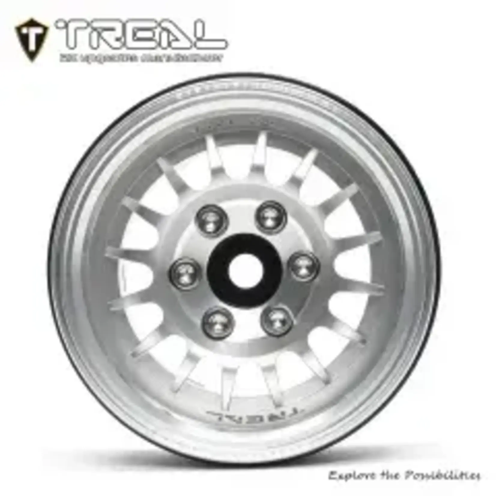 Treal #X0041QEO2F TREAL 1.9 Beadlock Wheel Rims Heavy Duty Multi Spoke CNC 1.9 Inch Wheels(4P) for 1:10 RC Crawler TRX-4 SCX10 III SCX10 PRO SCX10 II -Type N, Silver