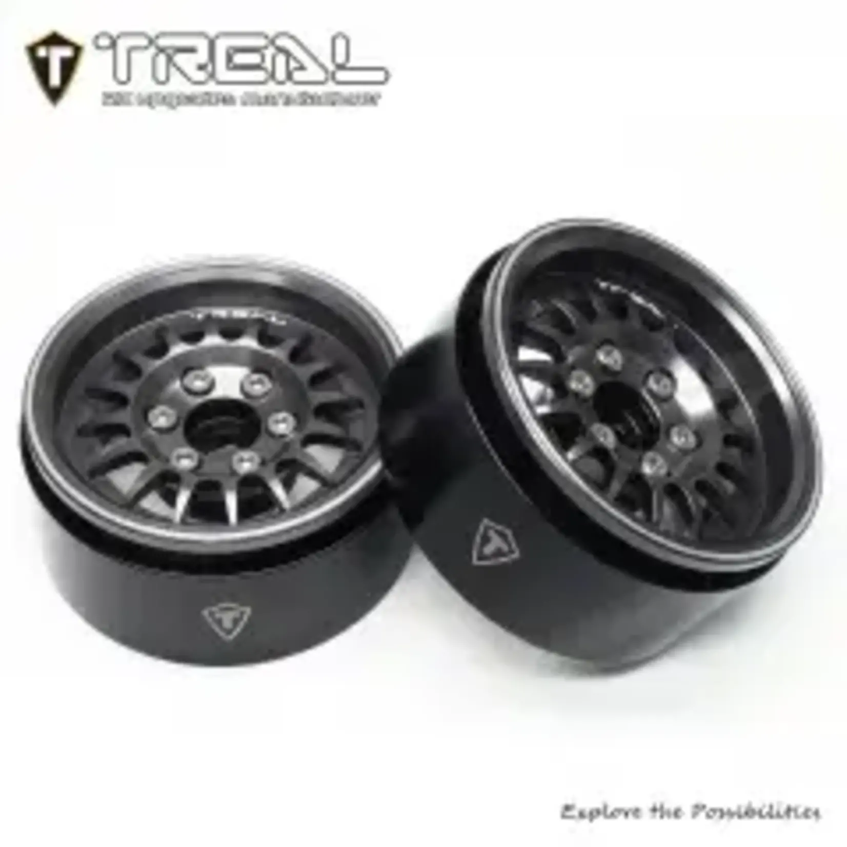 Treal #X0041QMN7D TREAL 1.9 Beadlock Wheel Rims Heavy Duty Multi Spoke CNC 1.9 Inch Wheels(4P) for 1:10 RC Crawler TRX-4 SCX10 III SCX10 PRO SCX10 II -Type N, Gray