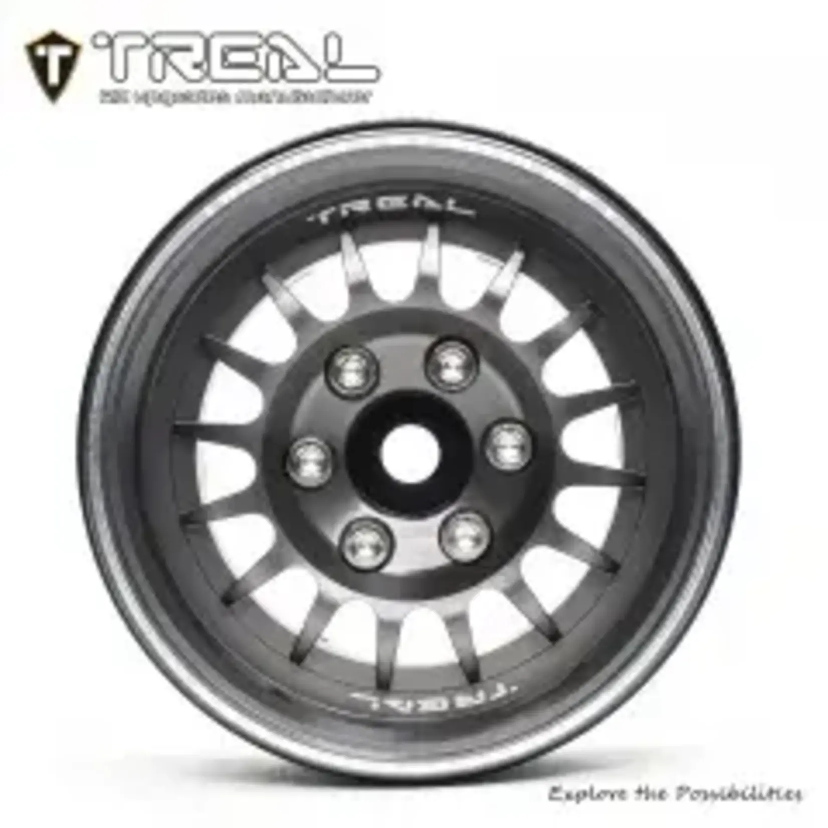 Treal #X0041QMN7D TREAL 1.9 Beadlock Wheel Rims Heavy Duty Multi Spoke CNC 1.9 Inch Wheels(4P) for 1:10 RC Crawler TRX-4 SCX10 III SCX10 PRO SCX10 II -Type N, Gray