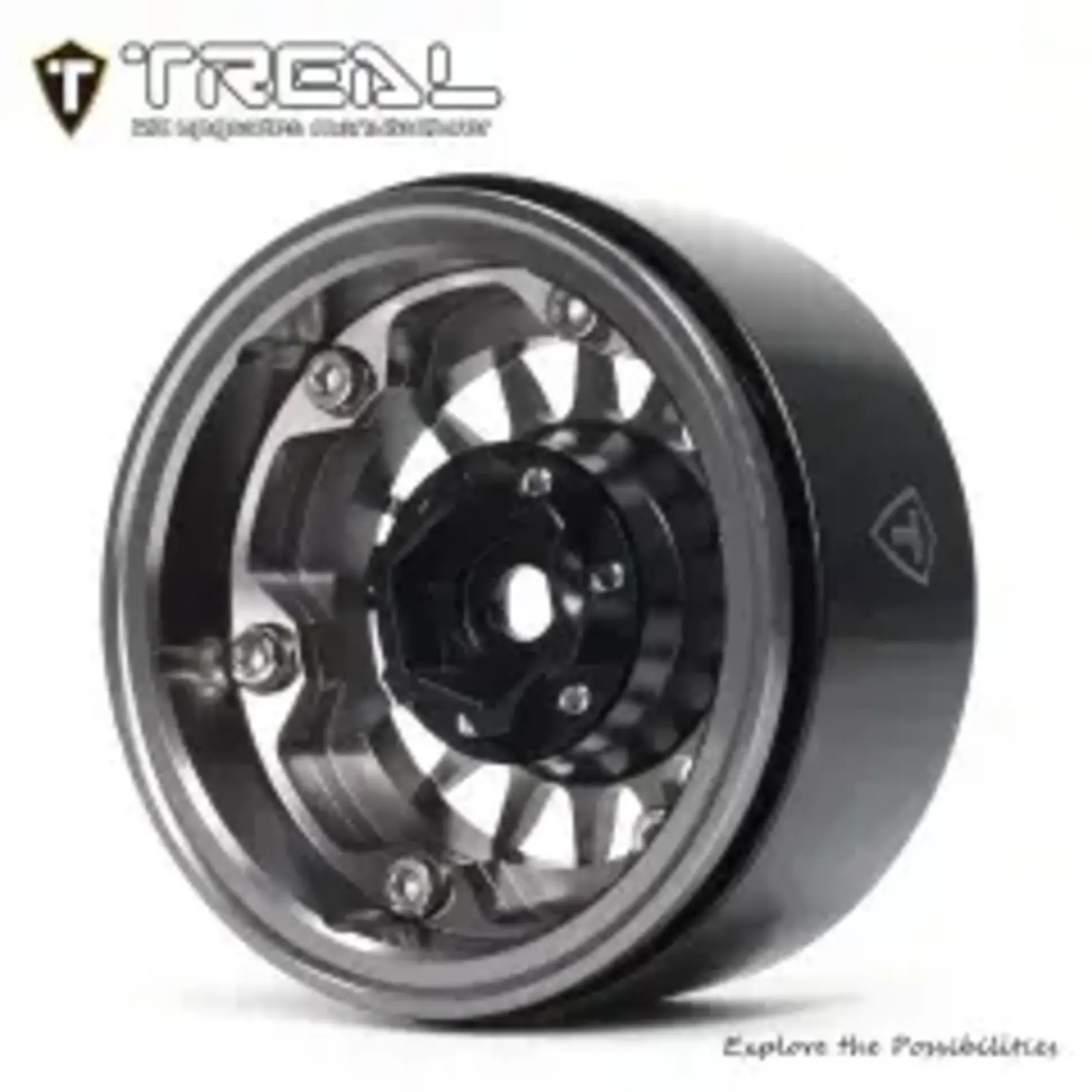 Treal #X0041QMN7D TREAL 1.9 Beadlock Wheel Rims Heavy Duty Multi Spoke CNC 1.9 Inch Wheels(4P) for 1:10 RC Crawler TRX-4 SCX10 III SCX10 PRO SCX10 II -Type N, Gray