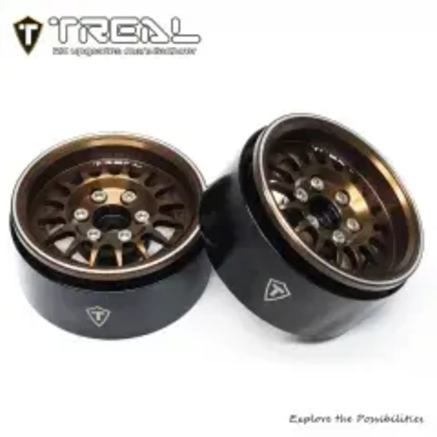 Treal #X0041Q94CP TREAL 1.9 Beadlock Wheel Rims Heavy Duty Multi Spoke CNC 1.9 Inch Wheels(4P) for 1:10 RC Crawler TRX-4 SCX10 III SCX10 PRO SCX10 II -Type N, Bronze