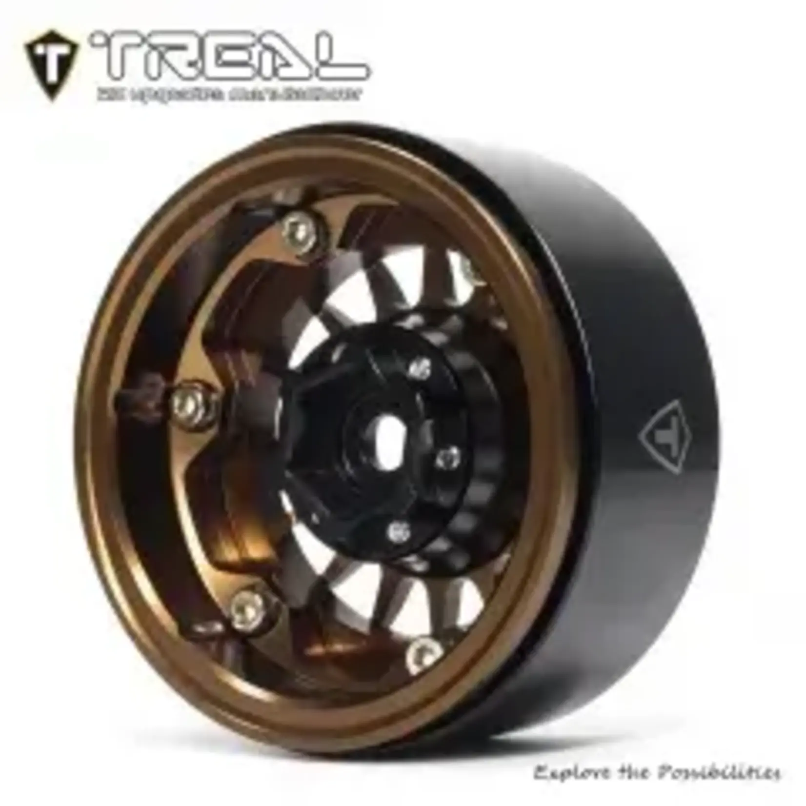 Treal #X0041Q94CP TREAL 1.9 Beadlock Wheel Rims Heavy Duty Multi Spoke CNC 1.9 Inch Wheels(4P) for 1:10 RC Crawler TRX-4 SCX10 III SCX10 PRO SCX10 II -Type N, Bronze