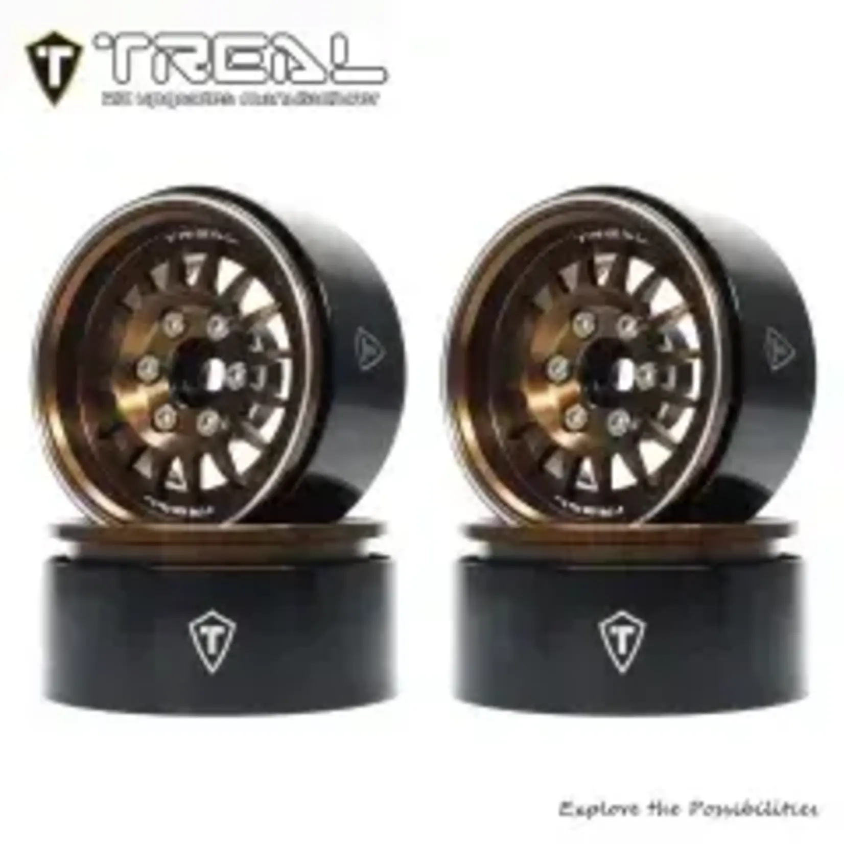 Treal #X0041Q94CP TREAL 1.9 Beadlock Wheel Rims Heavy Duty Multi Spoke CNC 1.9 Inch Wheels(4P) for 1:10 RC Crawler TRX-4 SCX10 III SCX10 PRO SCX10 II -Type N, Bronze