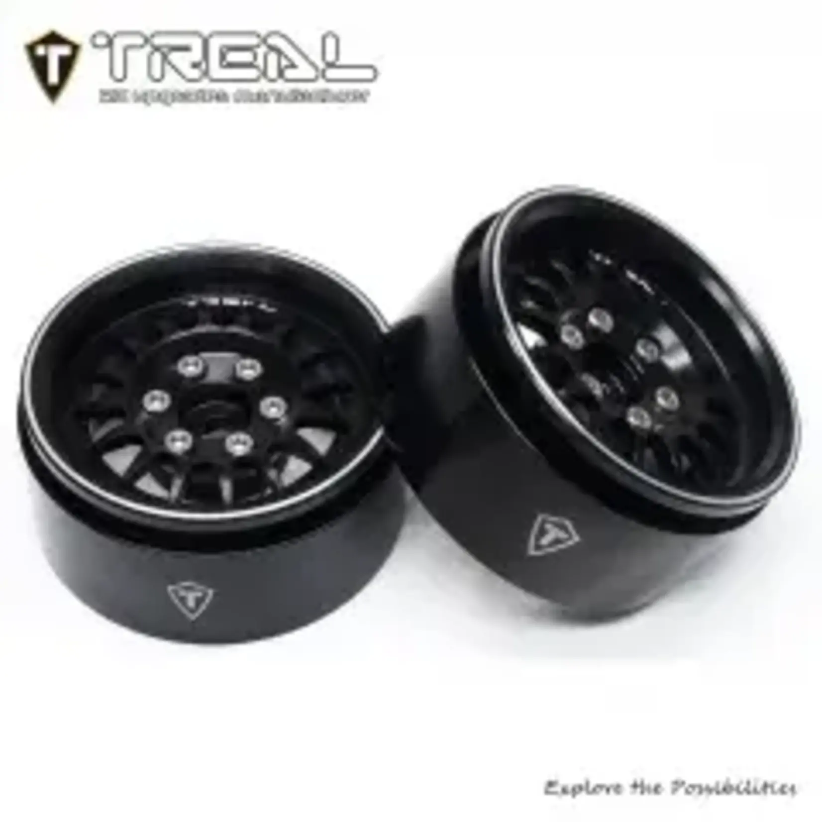 Treal #X0041QEQU5 TREAL 1.9 Beadlock Wheel Rims Heavy Duty Multi Spoke CNC 1.9 Inch Wheels(4P) for 1:10 RC Crawler TRX-4 SCX10 III SCX10 PRO SCX10 II -Type N, Black