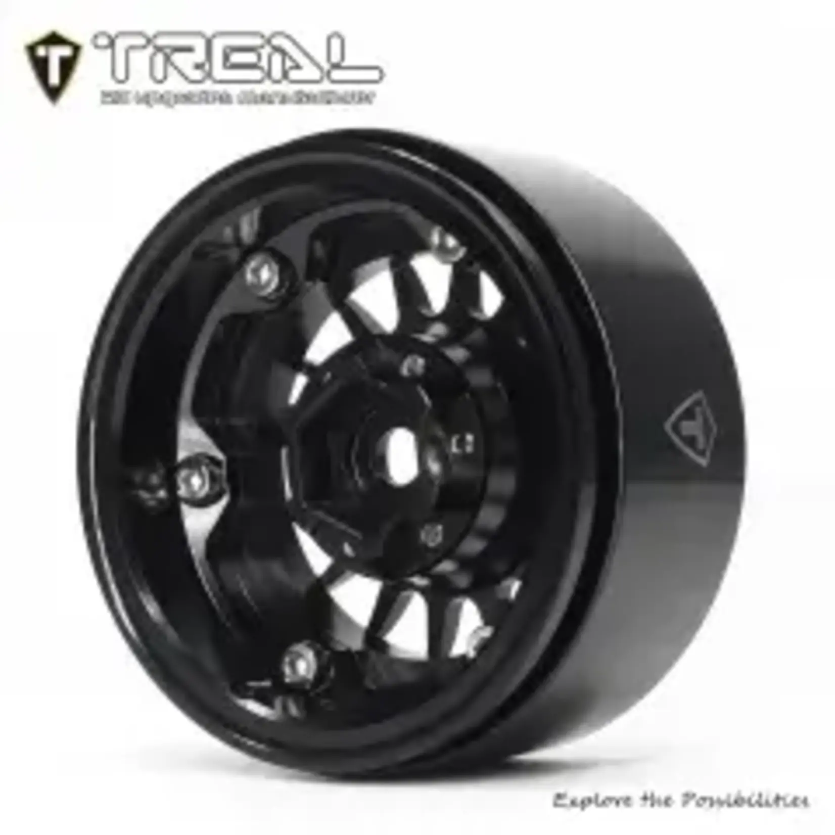 Treal #X0041QEQU5 TREAL 1.9 Beadlock Wheel Rims Heavy Duty Multi Spoke CNC 1.9 Inch Wheels(4P) for 1:10 RC Crawler TRX-4 SCX10 III SCX10 PRO SCX10 II -Type N, Black