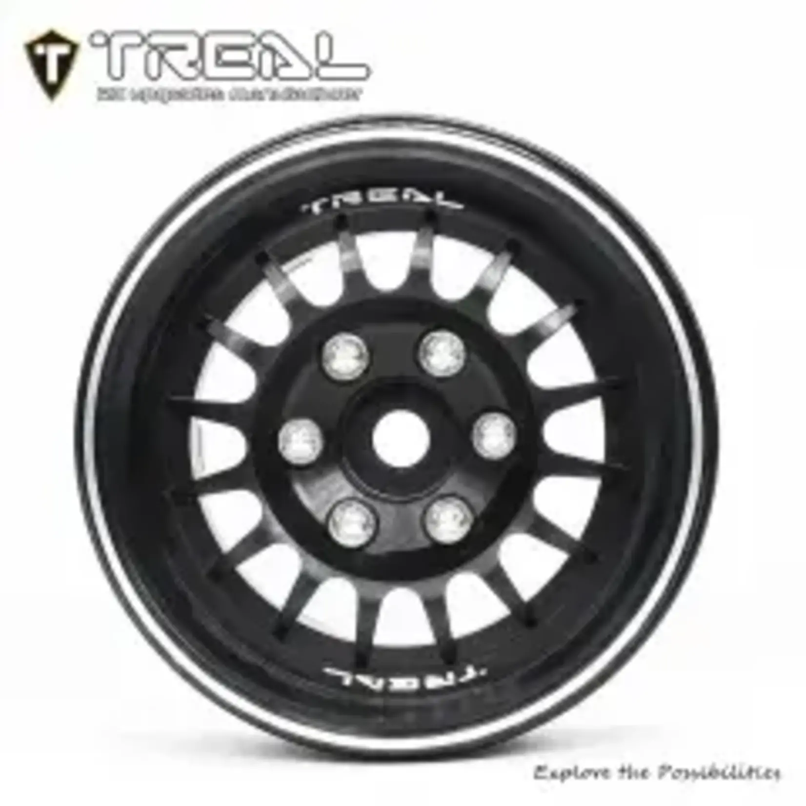 Treal #X0041QEQU5 TREAL 1.9 Beadlock Wheel Rims Heavy Duty Multi Spoke CNC 1.9 Inch Wheels(4P) for 1:10 RC Crawler TRX-4 SCX10 III SCX10 PRO SCX10 II -Type N, Black