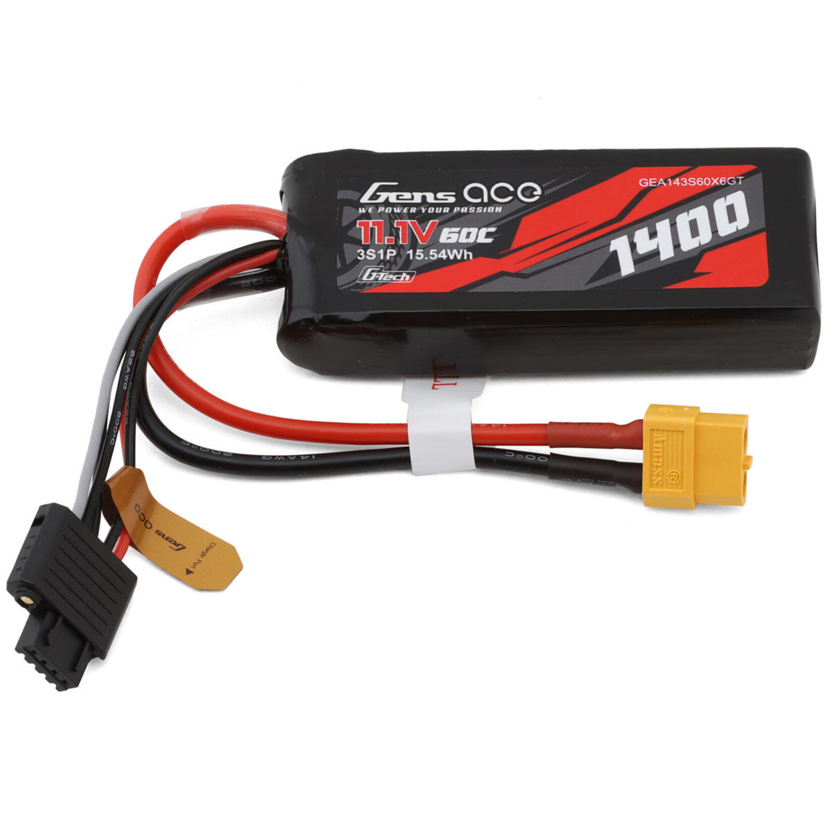 Gens Ace #GEA143S60X6GT Gens Ace G-Tech Smart 3S LiPo Battery 60C (11.1V/1400mAh) w/XT60 Connector