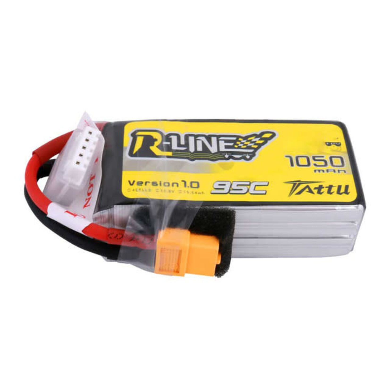 Tattu #TAA10504S95X6 Tattu 1050mAh 4s 95C 14.8v R-Line Lipo Battery Pack with XT60 Plug