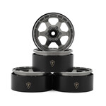 Treal #X0037KMNKB TREAL 1.9" Aluminum Beadlock Wheels (4) Scale-Look Concave Six Spoke Rim Crawler Wheels for 1/10 RC Trucks-Type H, Gray