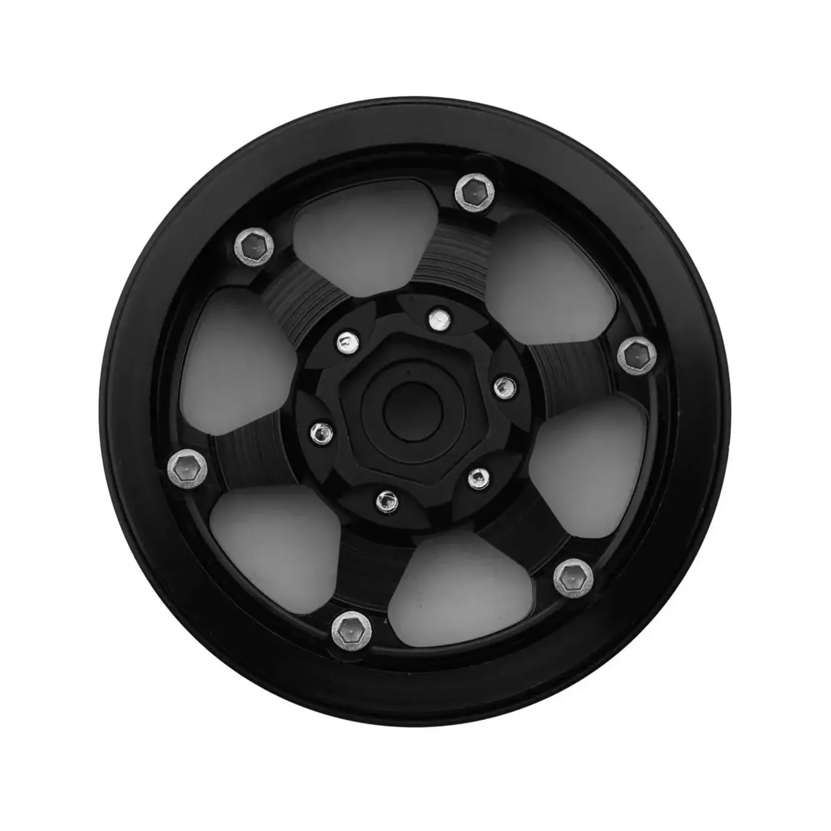 Treal #X0037KUBK5 TREAL 1.9" Aluminum Beadlock Wheels (4) Scale-Look Concave Six Spoke Rim Crawler Wheels for 1/10 RC Trucks-Type H, Black