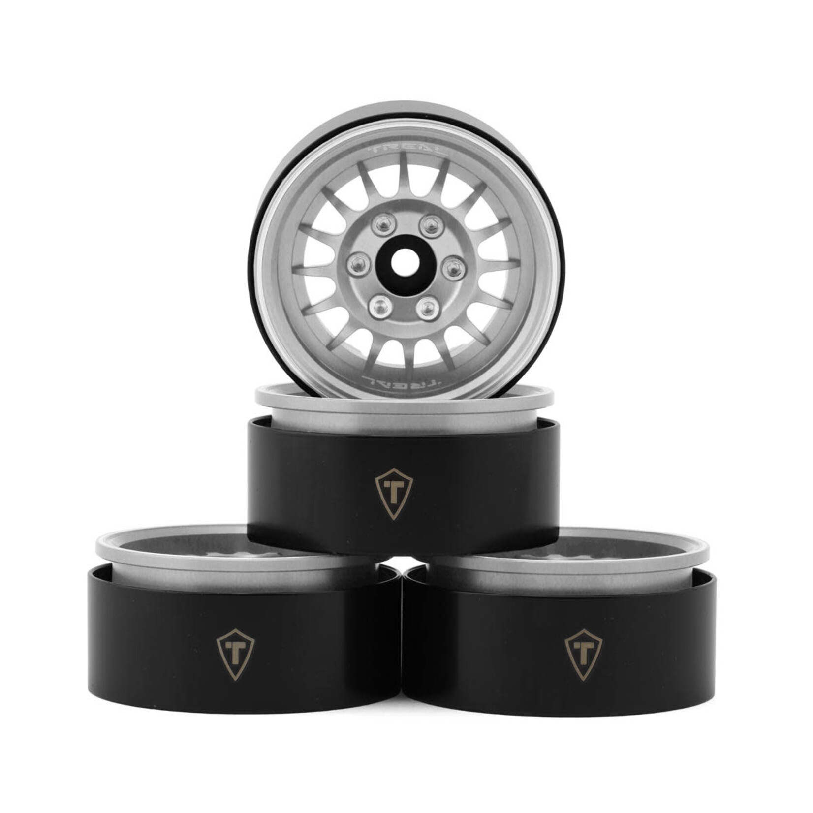 Treal #X0041QEO2F TREAL 1.9 Beadlock Wheel Rims Heavy Duty Multi Spoke CNC 1.9 Inch Wheels(4P) for 1:10 RC Crawler TRX-4 SCX10 III SCX10 PRO SCX10 II -Type N, Silver