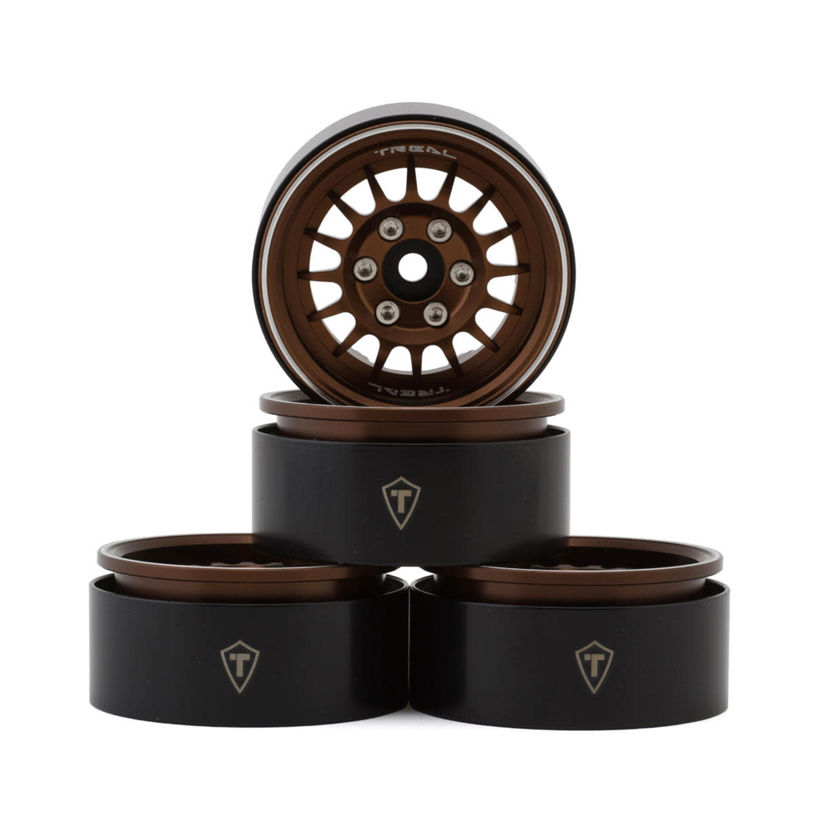 Treal #X0041Q94CP TREAL 1.9 Beadlock Wheel Rims Heavy Duty Multi Spoke CNC 1.9 Inch Wheels(4P) for 1:10 RC Crawler TRX-4 SCX10 III SCX10 PRO SCX10 II -Type N, Bronze
