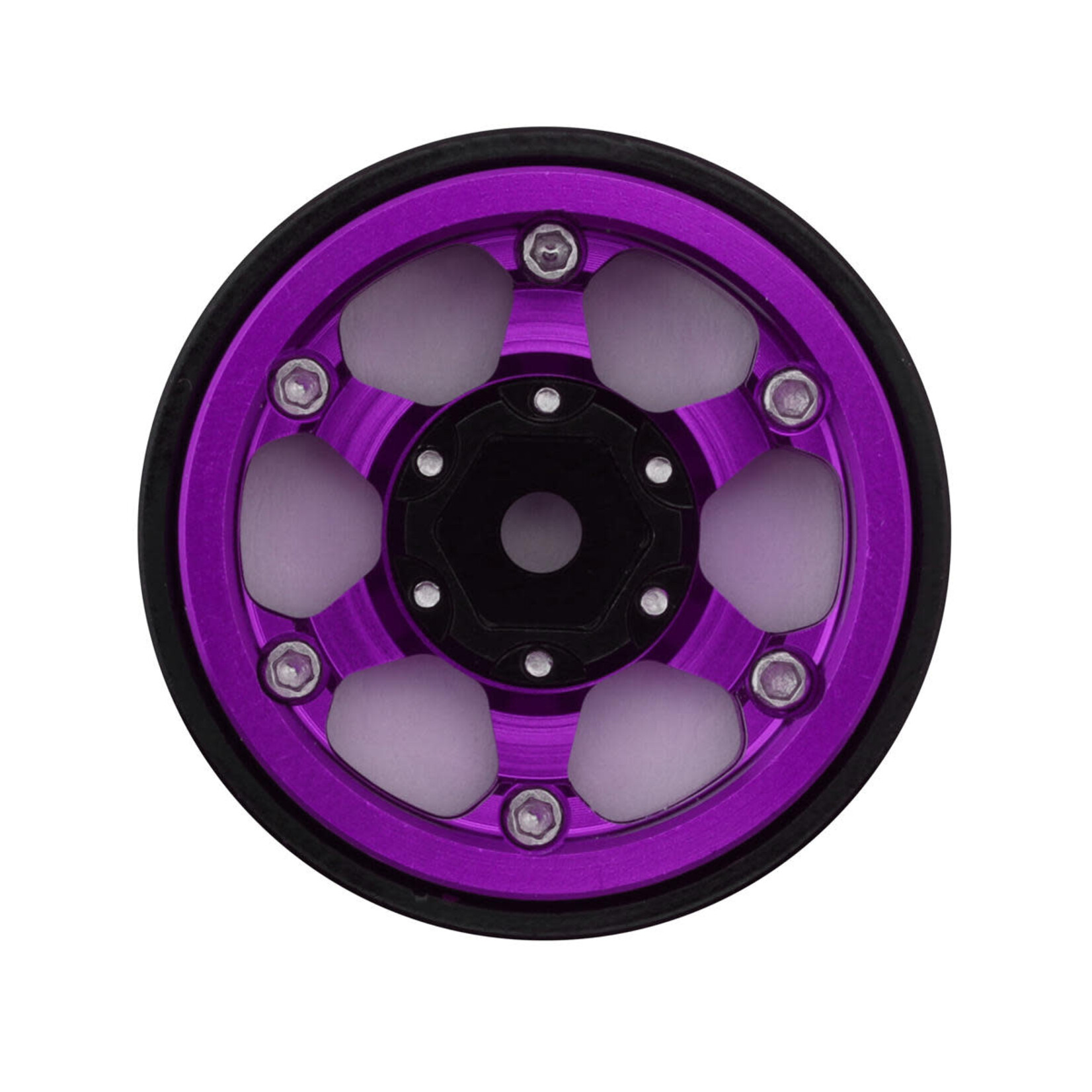 Treal #X00396IR4T Treal Hobby Type D 1.0" Concave 6-Spoke Beadlock Wheels (Purple) (4) (21.2g)