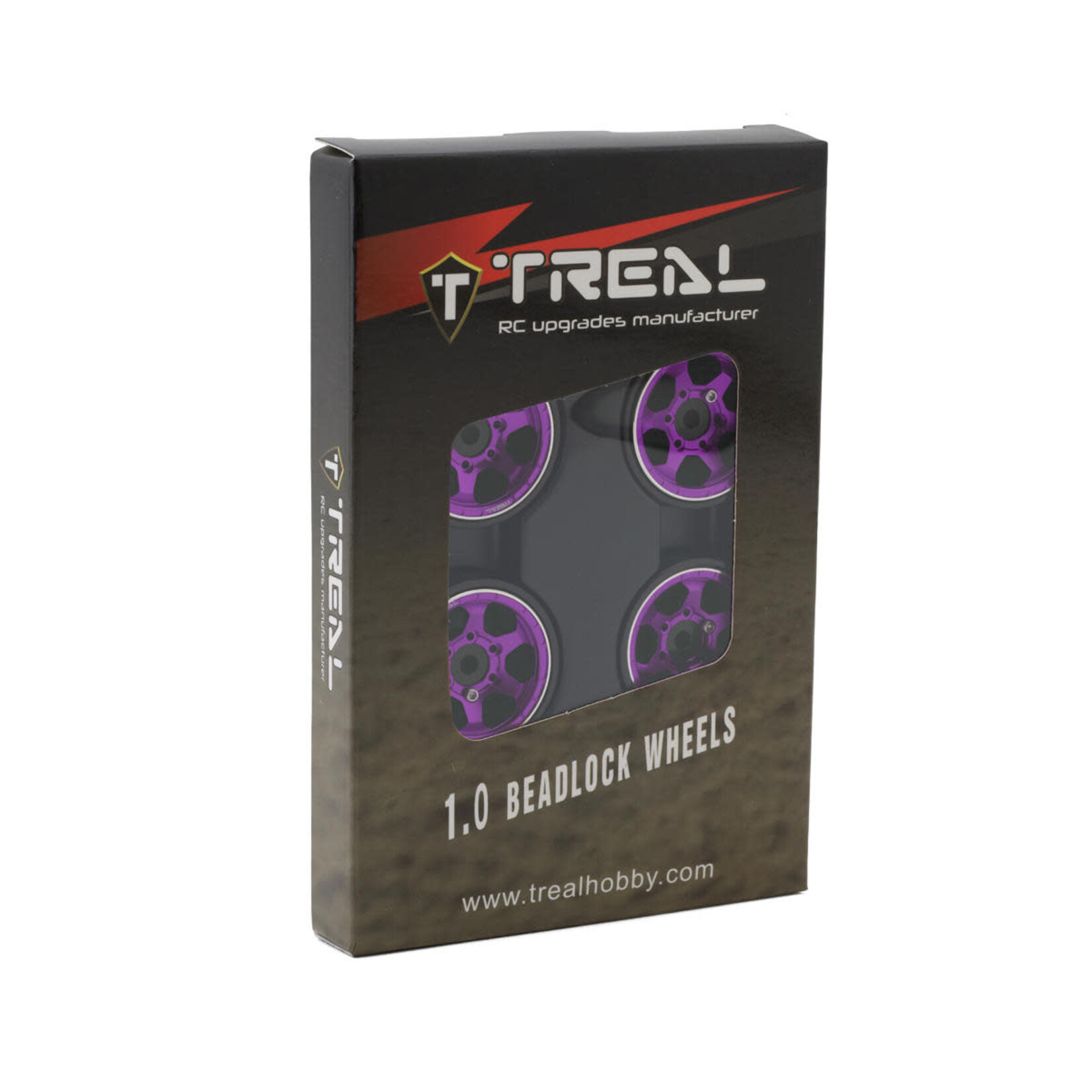 Treal #X00396IR4T Treal Hobby Type D 1.0" Concave 6-Spoke Beadlock Wheels (Purple) (4) (21.2g)