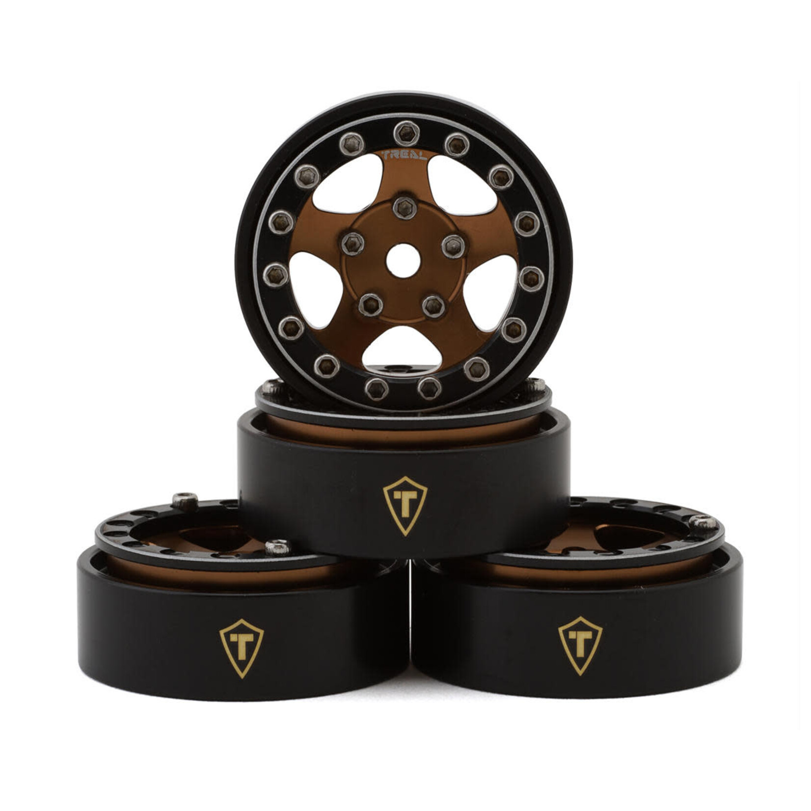 Treal #X002XB2X1T Treal Hobby Classic 5-Star 1.0" Beadlock Wheels (Black/Bronze) (4) (22.4g)