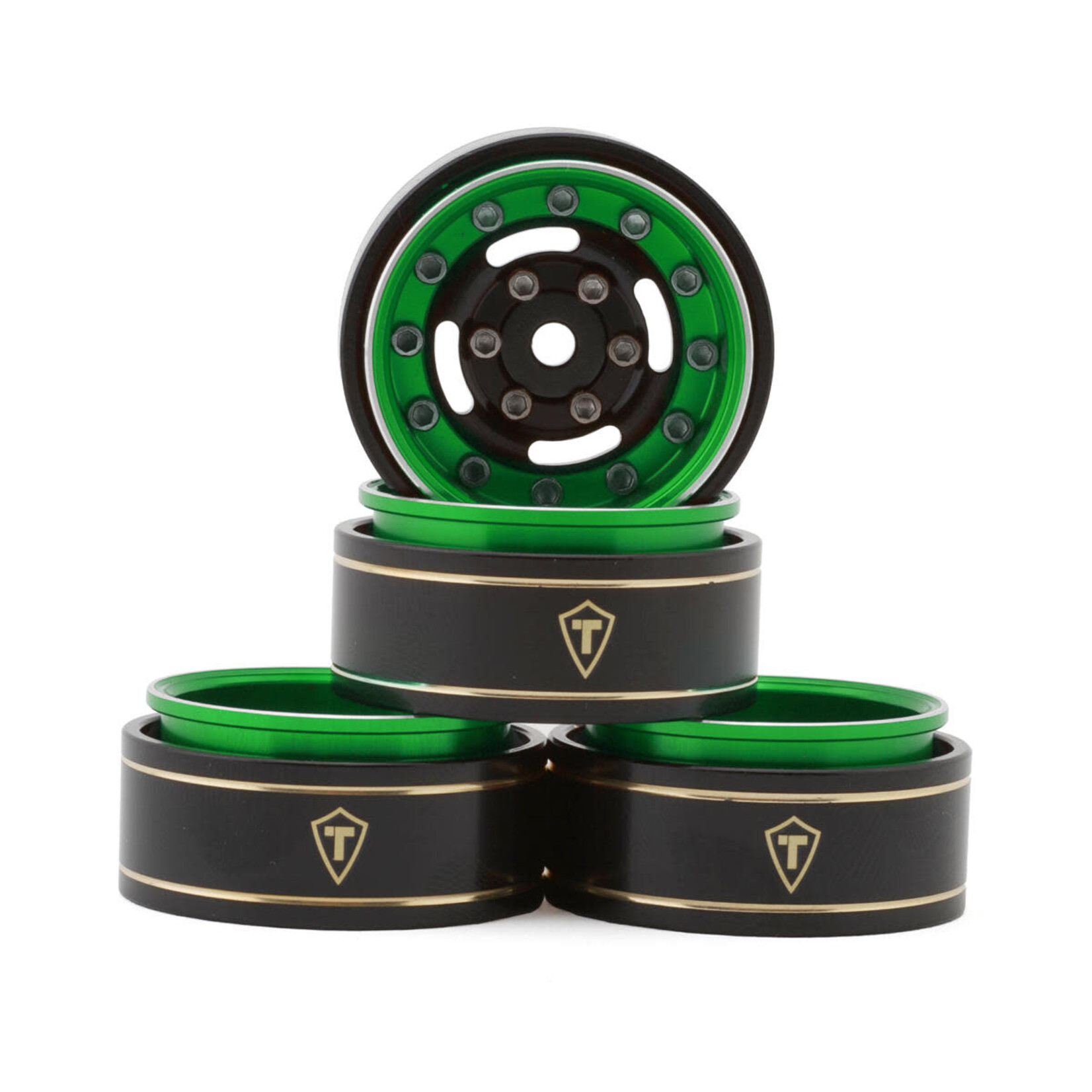 Treal #X003Z3L423 Treal Hobby Type F 1.0" Deep Dish Beadlock Wheels (Green)