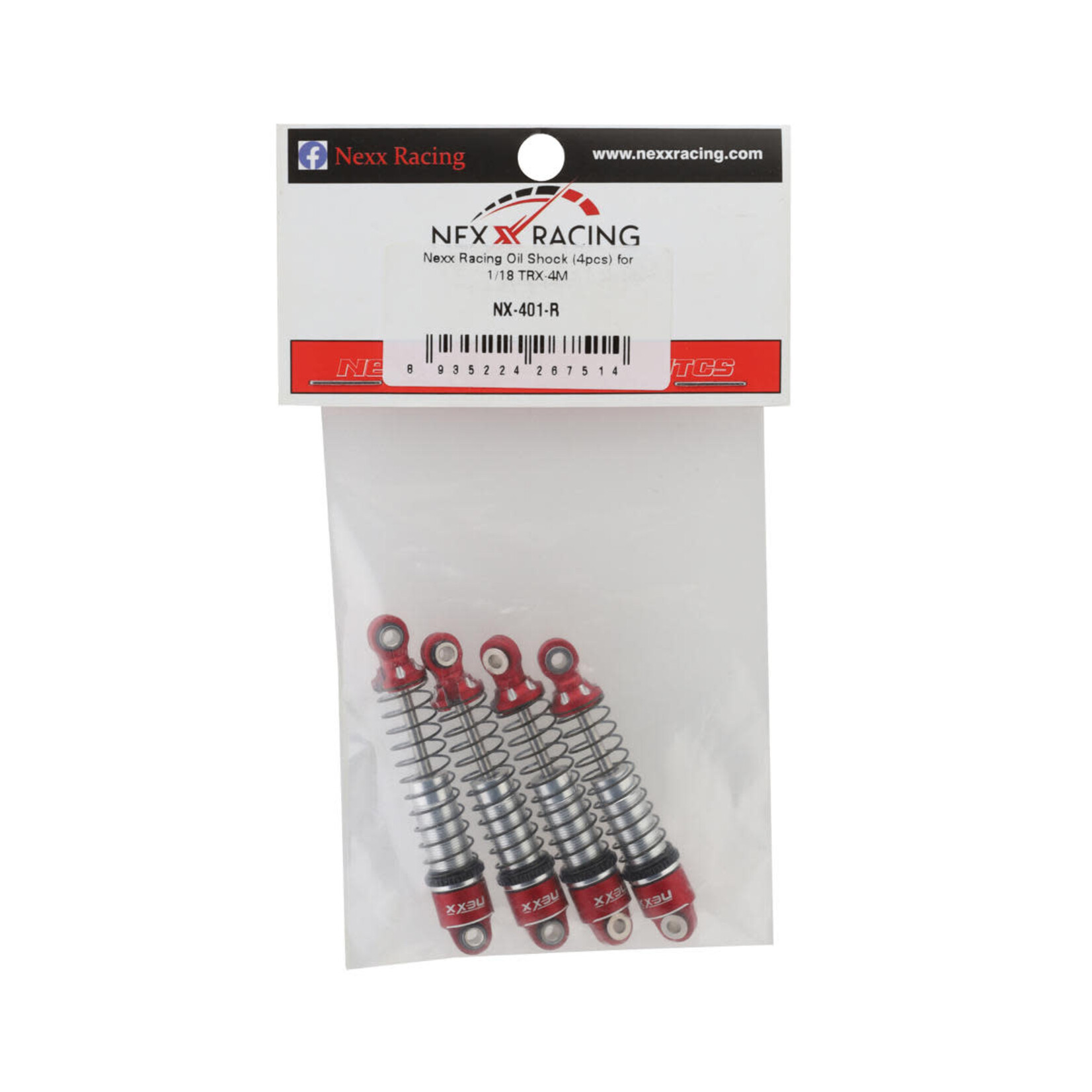 NEXX Racing #NX-401-R NEXX Racing 56mm Aluminum Threaded Oil-Filled Shocks (Red) (4) for Traxxas TRX-4M