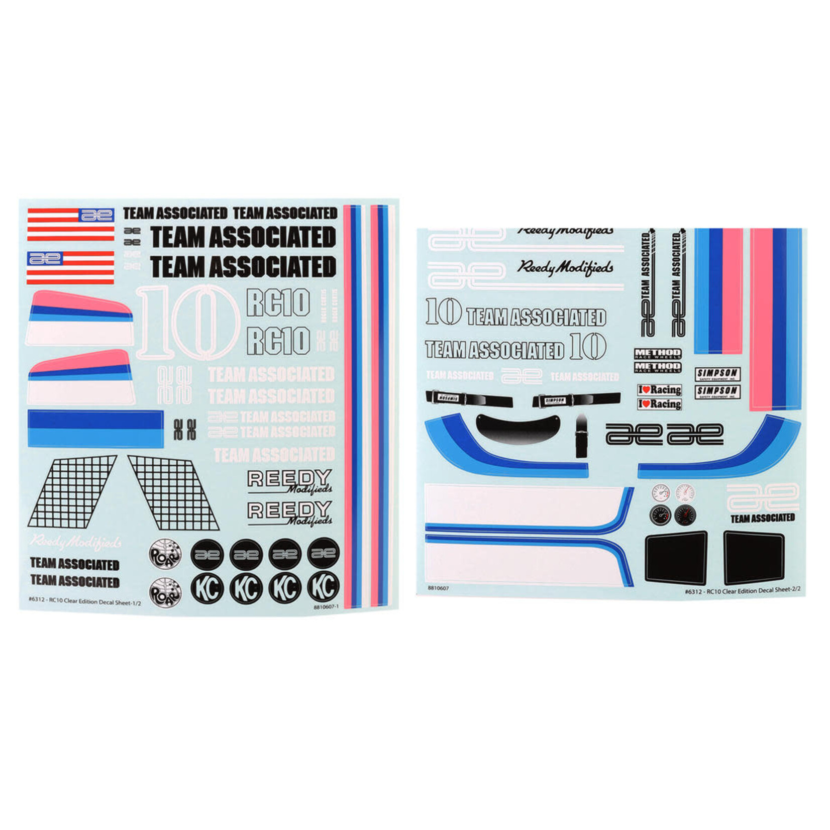 Team Associated #6312 Team Associated RC10CC Decal Sheets