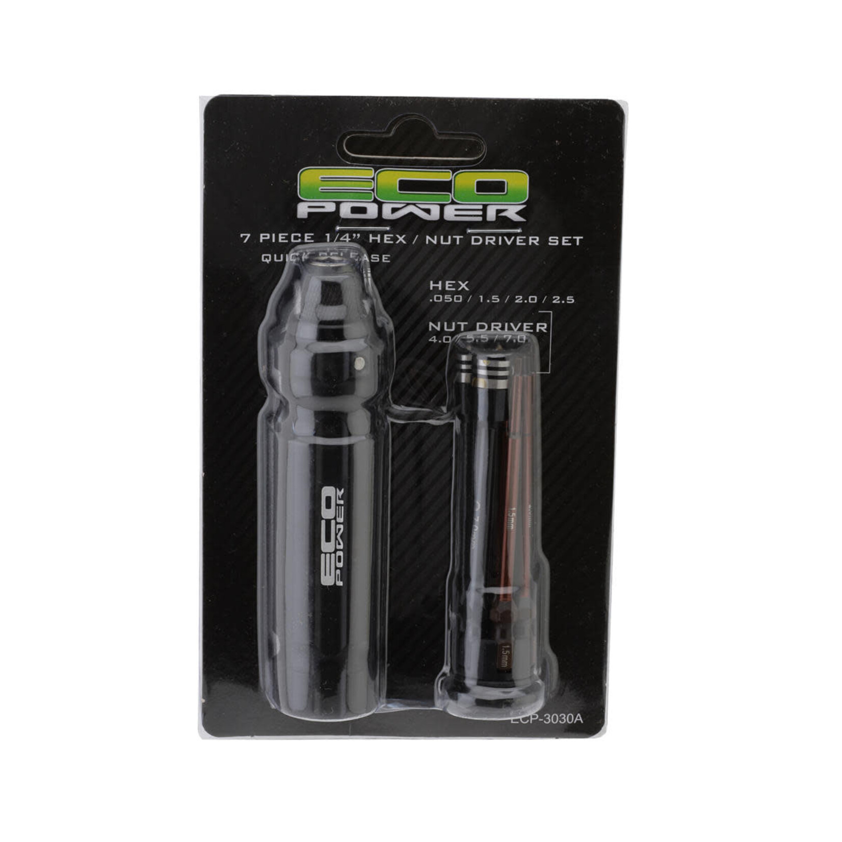 EcoPower #ECP-3030A  EcoPower 8 Piece 1/4" Hex & Nut Driver Set (.050", 1.5, 2.0, 2.5mm Hex & 4.0, 5.5, 7mm Nut Driver)