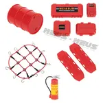 Meus Racing #HD0067-SCX24-D-RED Meus Racing Decoration Parts Plastic Oil Drum Luggage Traction Board Ramps Restoring Sand Ladder Luggage Net for 1/18 TRX4M & 1/24SCX24 - RED