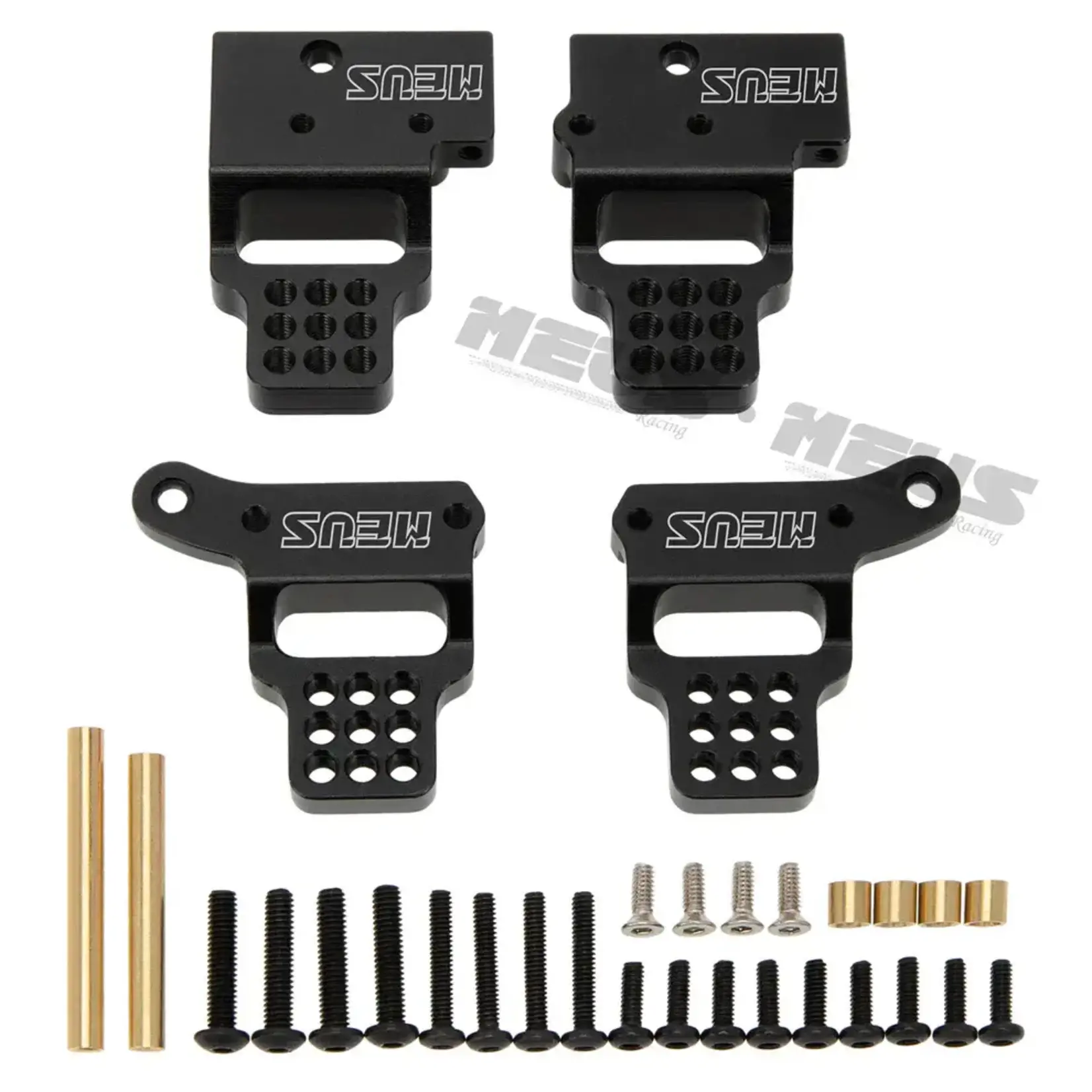 Meus Racing #HD0038-TRX4M-BZZ-BLACK  Meus Racing Aluminum Multi-hole Shock Mount Metal Adjustable Shock Tower Bracket for TRX4M Bronco Defender - BLACK