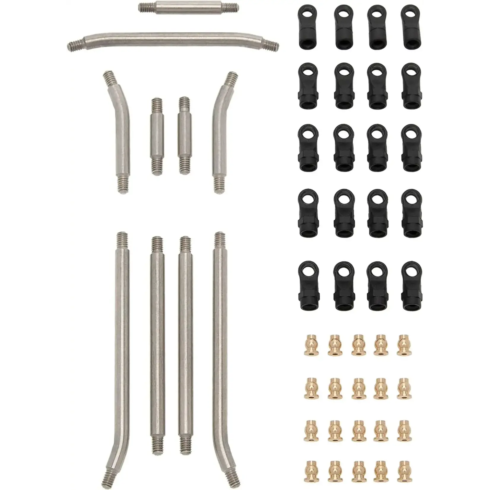 Meus Racing #HD0093-SCX24-133.5MM-LINKS  MEUS Racing Stainless Steel High Clearance Chassis Links Steering Links Set 10pcs 133.5mm Wheelbase for 1/24 Rock Crawler Car SCX24 Deadbolt AXI90081 B17 AXI00004