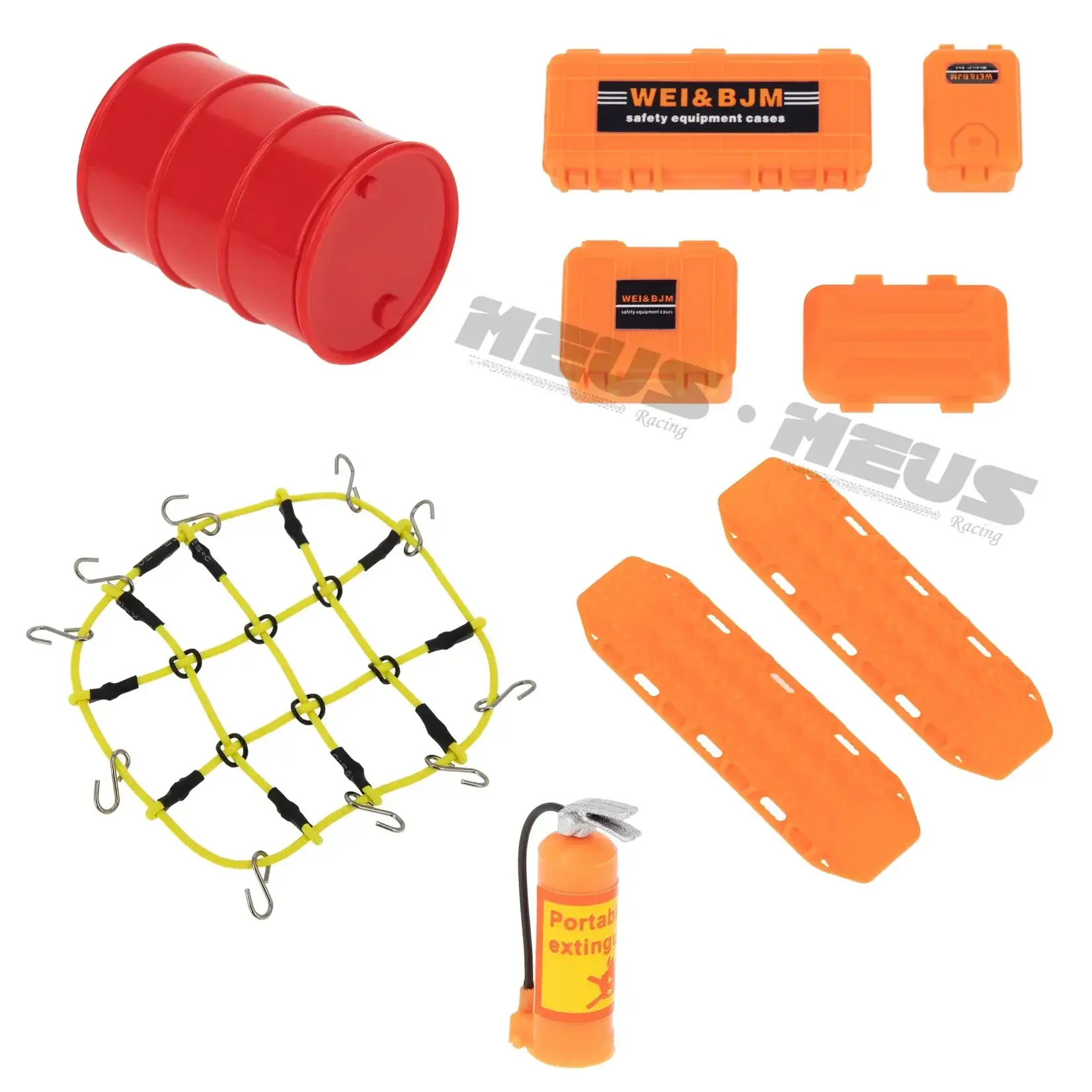 Meus Racing #HD0068-SCX24-D-ORANGE   Meus Racing Decoration Parts Plastic Oil Drum Luggage Traction Board Ramps Restoring Sand Ladder Luggage Net for 1/18 TRX4M & 1/24SCX24 - ORANGE