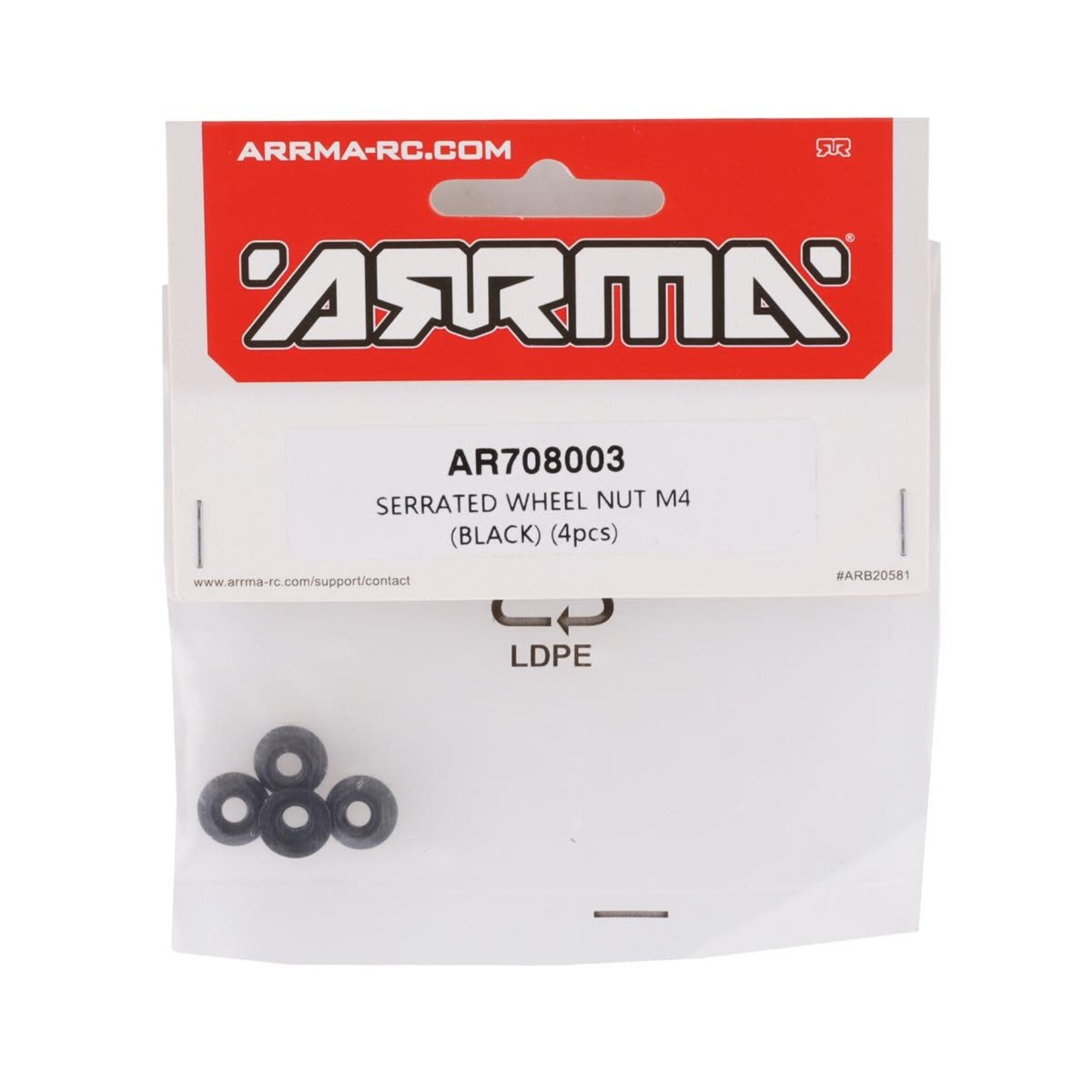 ARRMA #ARA708003 Arrma Serrated 4mm Flange Wheel Nut (4)