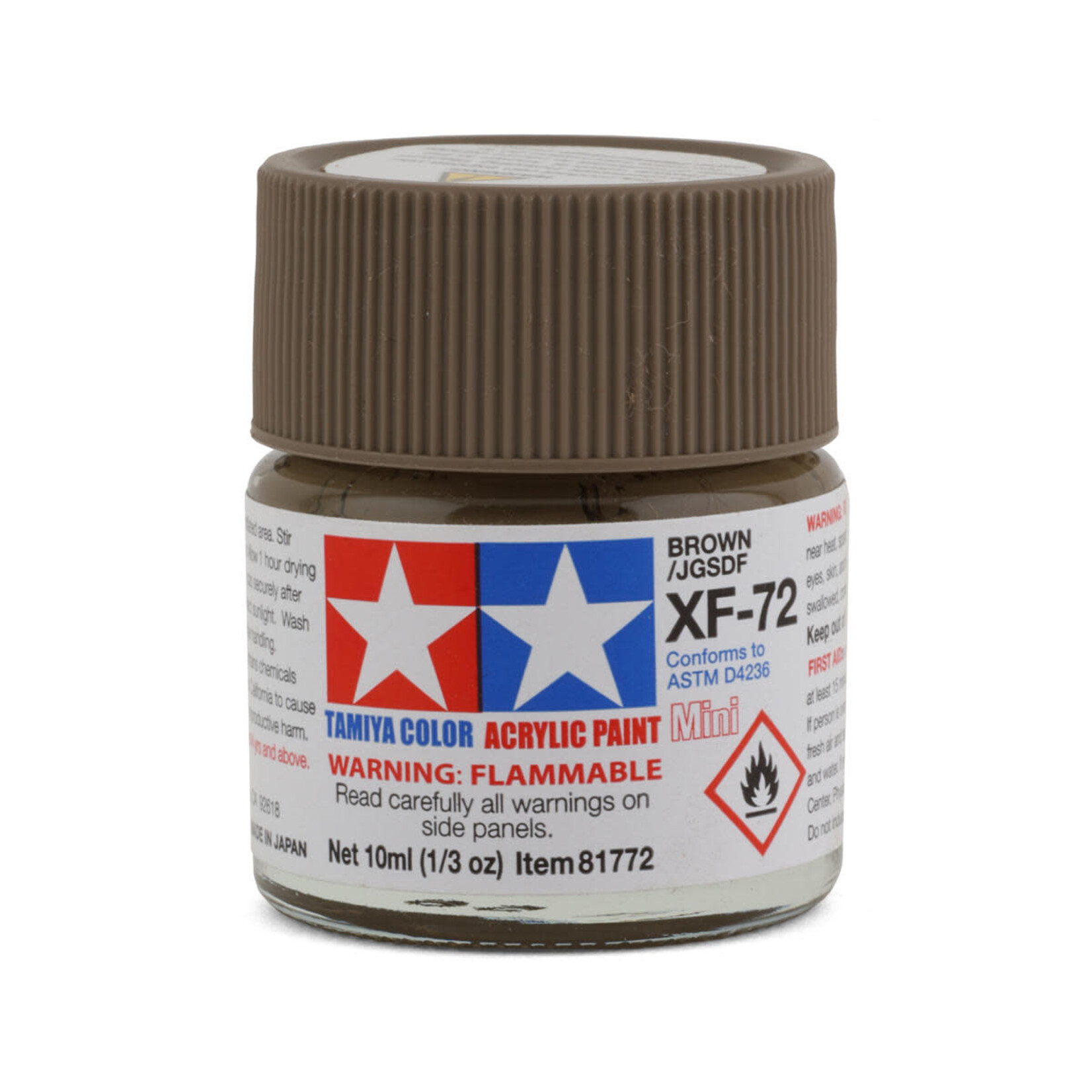 Tamiya #81772 Tamiya XF-72 Flat Brown Acrylic Paint (10ml)