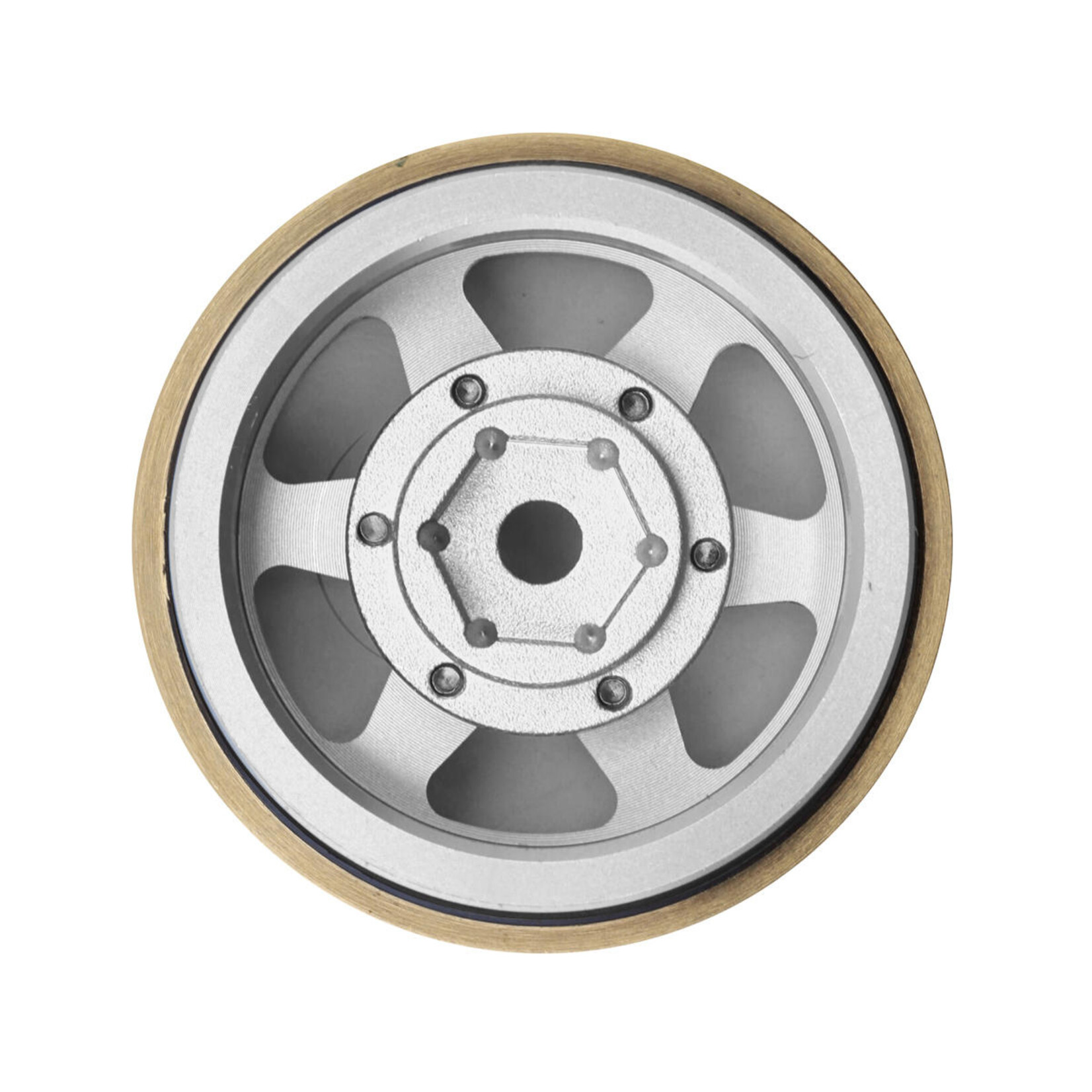 Samix #SAMSCX24-6670-S Samix SCX24 Aluminum & Brass Adjustable Offset 1.0" Beadlock Wheels (Silver) (4) (23.75g)