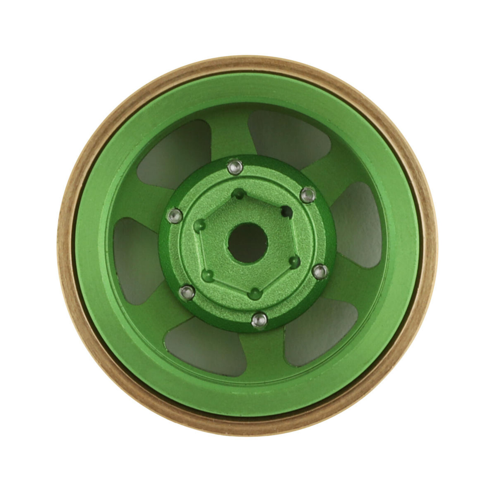 Samix #SAMSCX24-6670GN Samix SCX24 Aluminum & Brass Adjustable Offset 1.0" Beadlock Wheels (Green) (4) (23.75g)