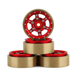 Samix #SAMSCX24-6670RD Samix SCX24 Aluminum & Brass Adjustable Offset 1.0" Beadlock Wheels (Red) (4) (23.75g)