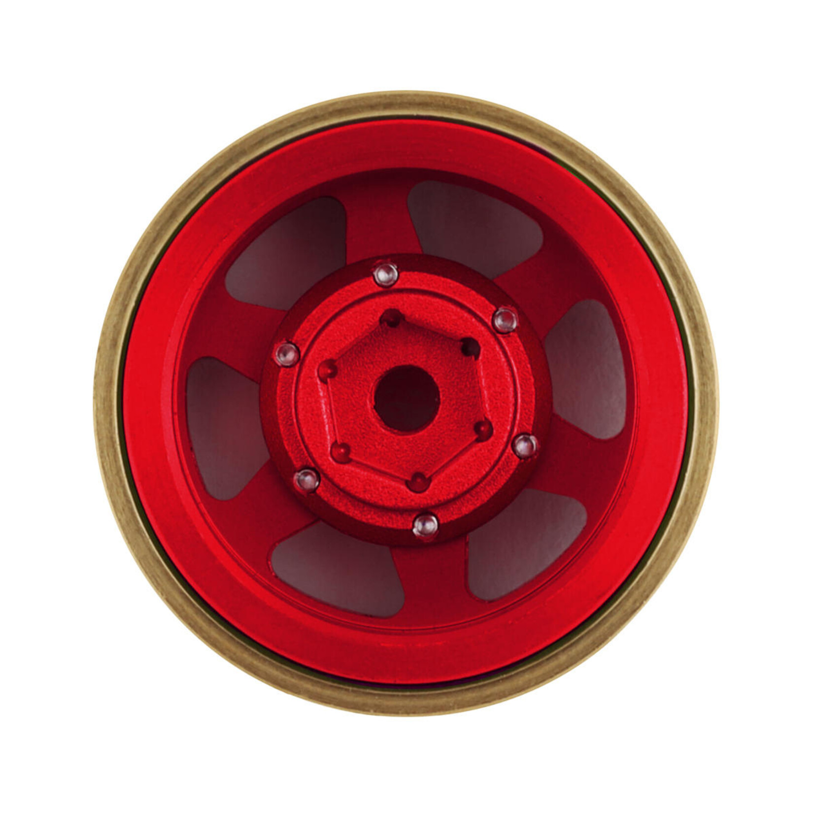 Samix #SAMSCX24-6670RD Samix SCX24 Aluminum & Brass Adjustable Offset 1.0" Beadlock Wheels (Red) (4) (23.75g)