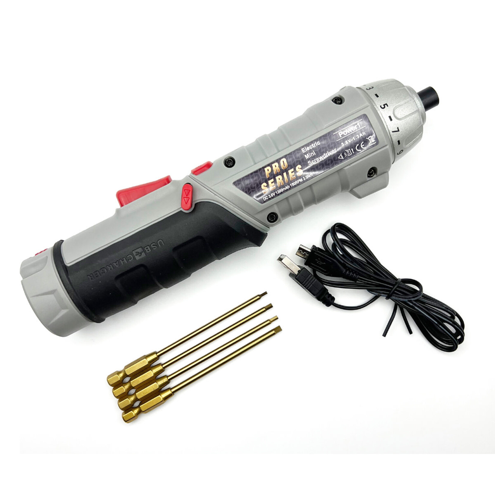 Racers Edge #RCEPRO7030  Racers Edge Cordless Drill with Clutch & Metric Tip Set (1.5/2.0/2.5/3mm)