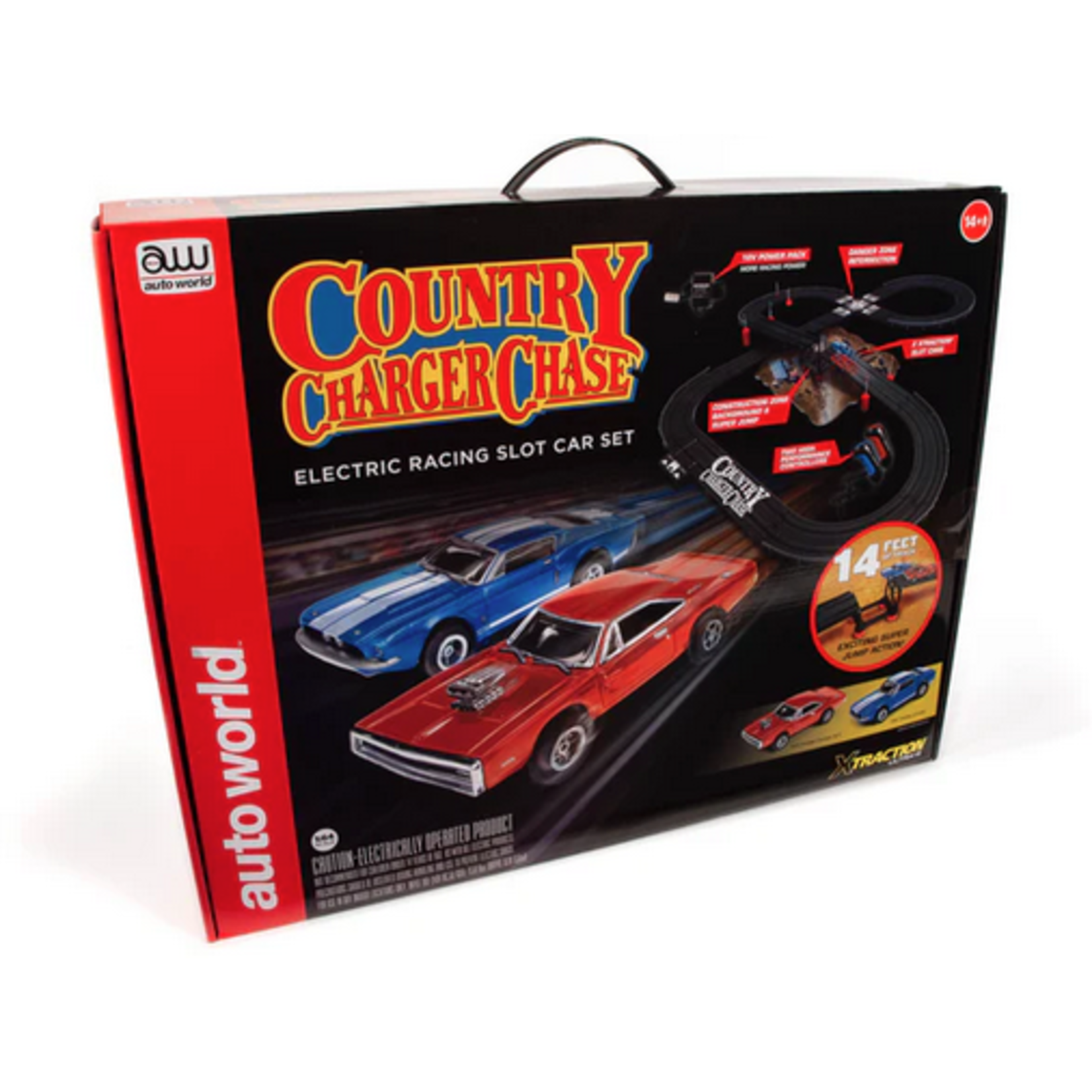 Auto World #SRS335 Auto World 14' Country Charger Chase Slot Race Set