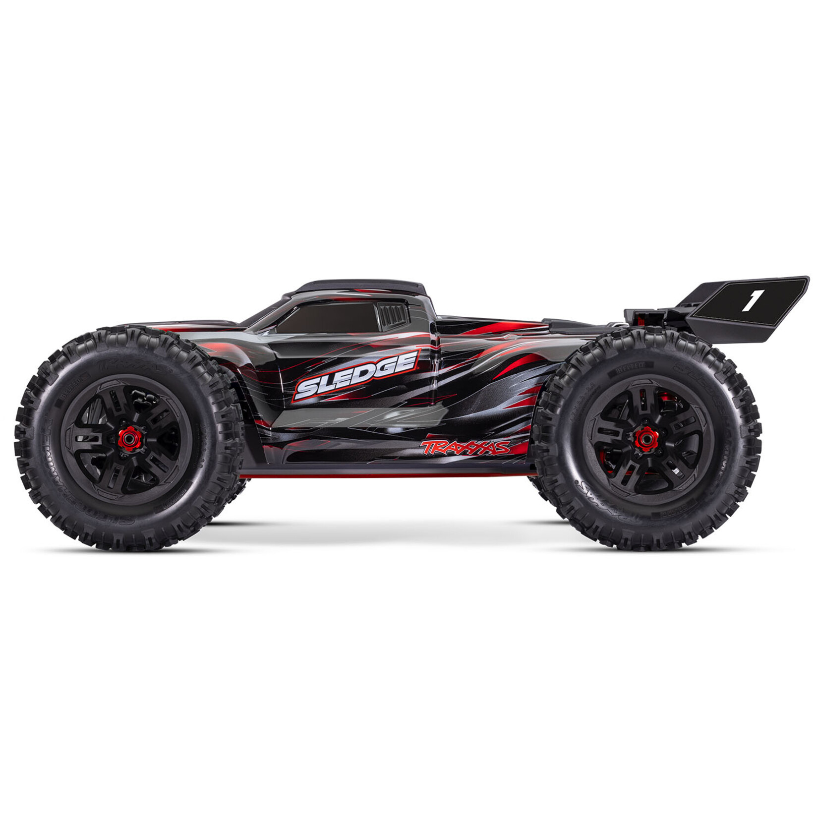 Traxxas #95096-4-RED Traxxas Sledge RTR 6S 4WD Electric Brushless 1/8 Monster Truck (Red) w/Belted Sledgehammer Tires & TQi 2.4GHz TSM Radio