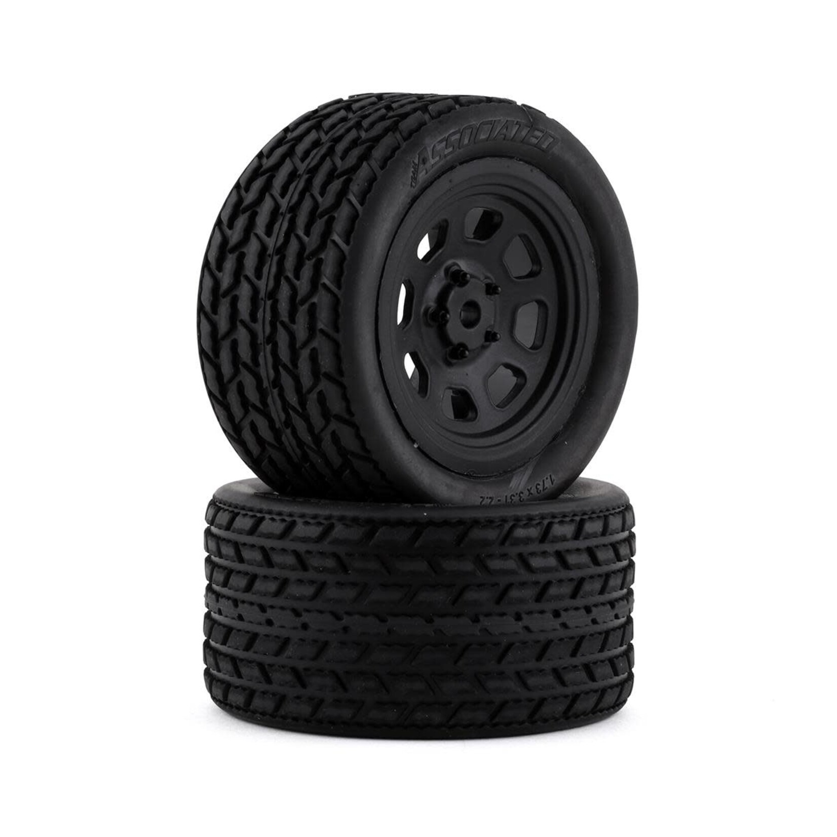 Team Associated #71195  Team Associated SR10 Pre-Mounted Street Stock Tires w/Rear Wheels (2)