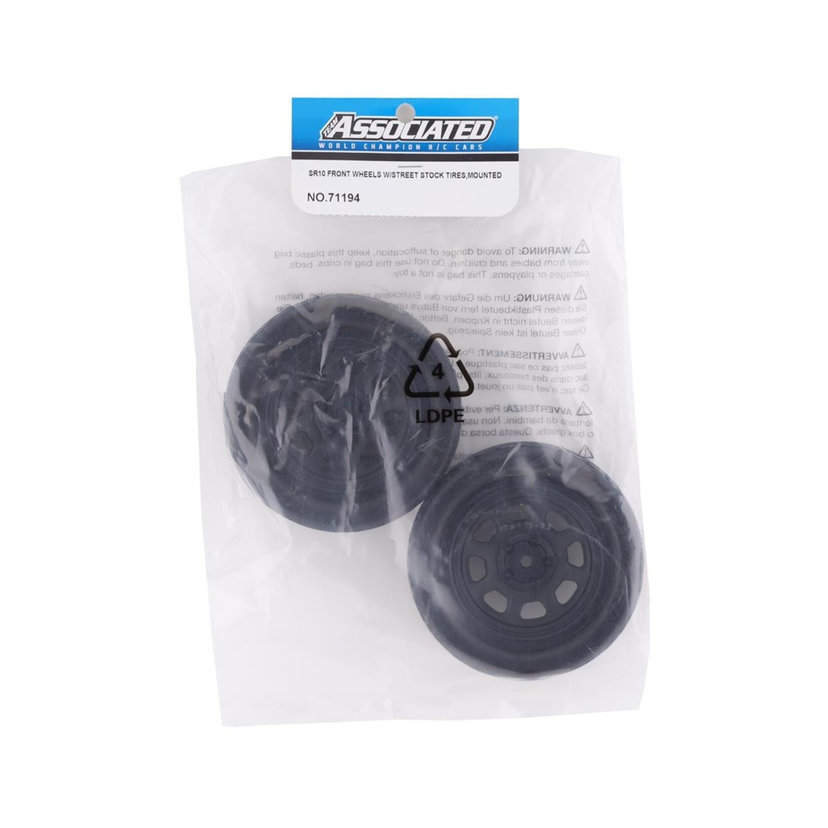 Team Associated #71194  Team Associated SR10 Pre-Mounted Street Stock Tires w/Front Wheels (2)