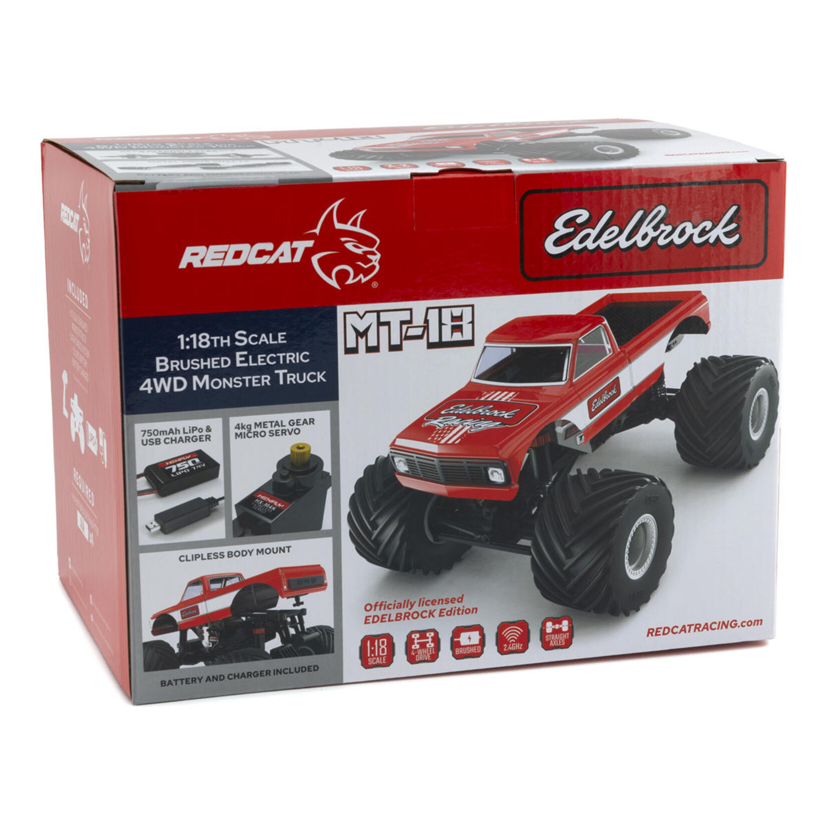 Redcat Racing #RER33540 Redcat MT-18 1/18 4WD RTR Micro Monster Truck (Edelbrock Racing) w/2.4GHz Radio, Battery & Charger