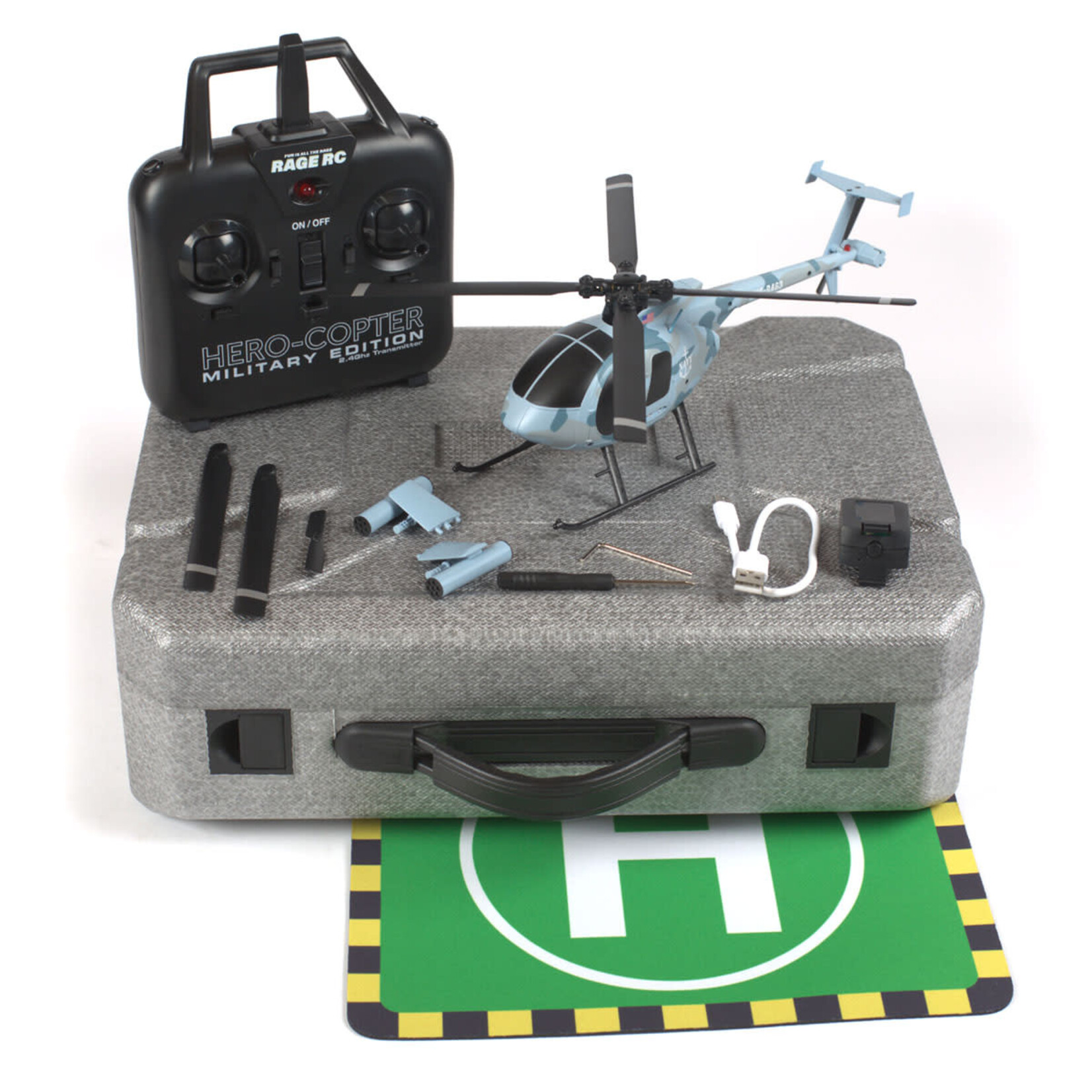Rage RC #RGR6102 Rage RC  Hero-Copter Military, 4-Blade RTF Heli; Navy