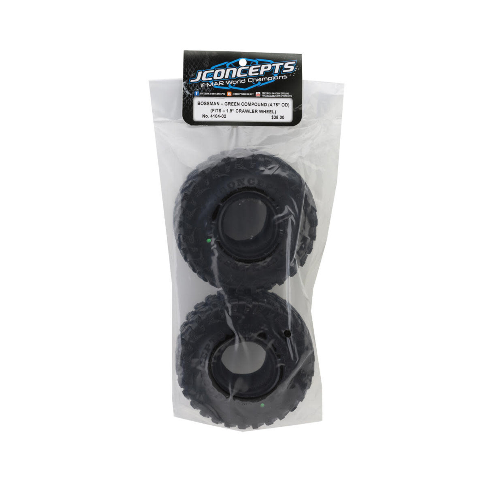 JConcepts #4104-02 JConcepts Bossman 1.9" Rock Crawler Tires (2) (Green)