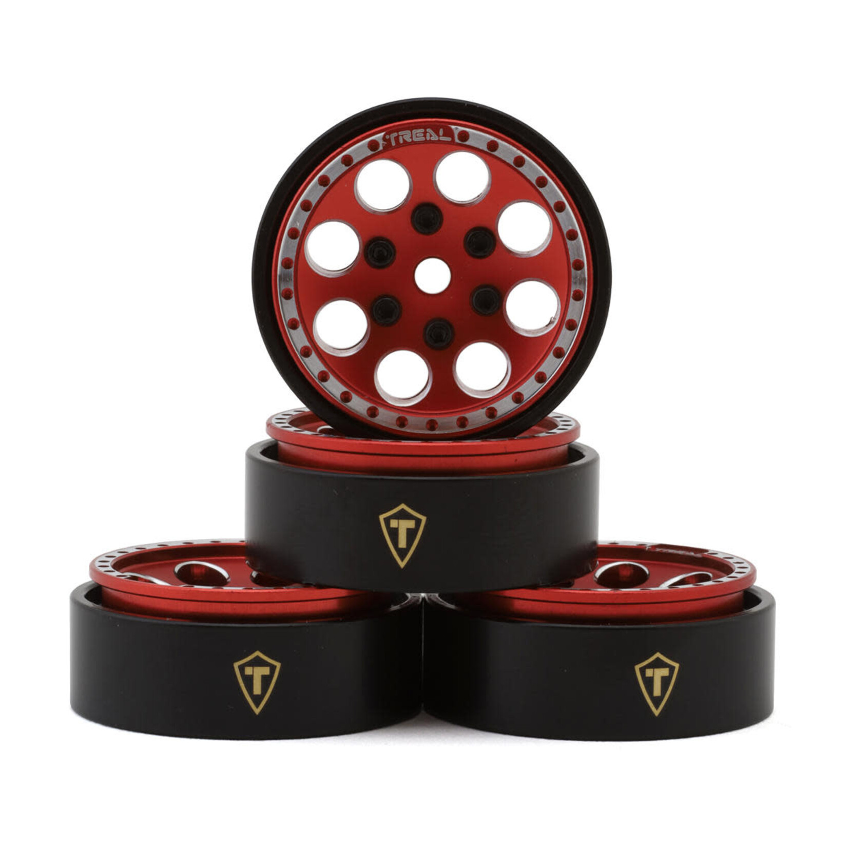 Treal #X002P8TVPB Treal Hobby 1.0" 8-Hole Beadlock Wheels (Red) (4) (22g)